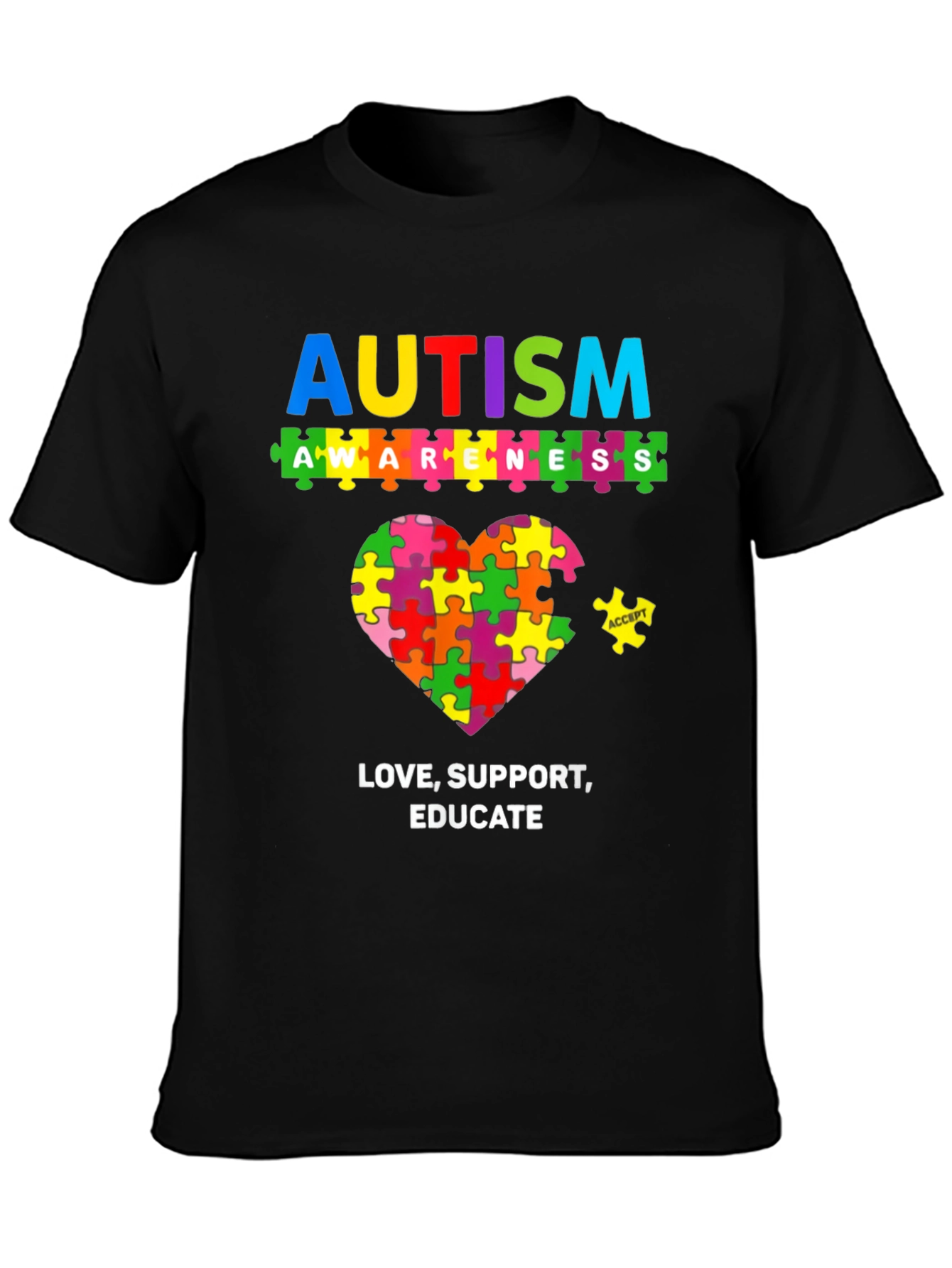 Autism Awareness Puzzle Piece Graphic T-Shirt