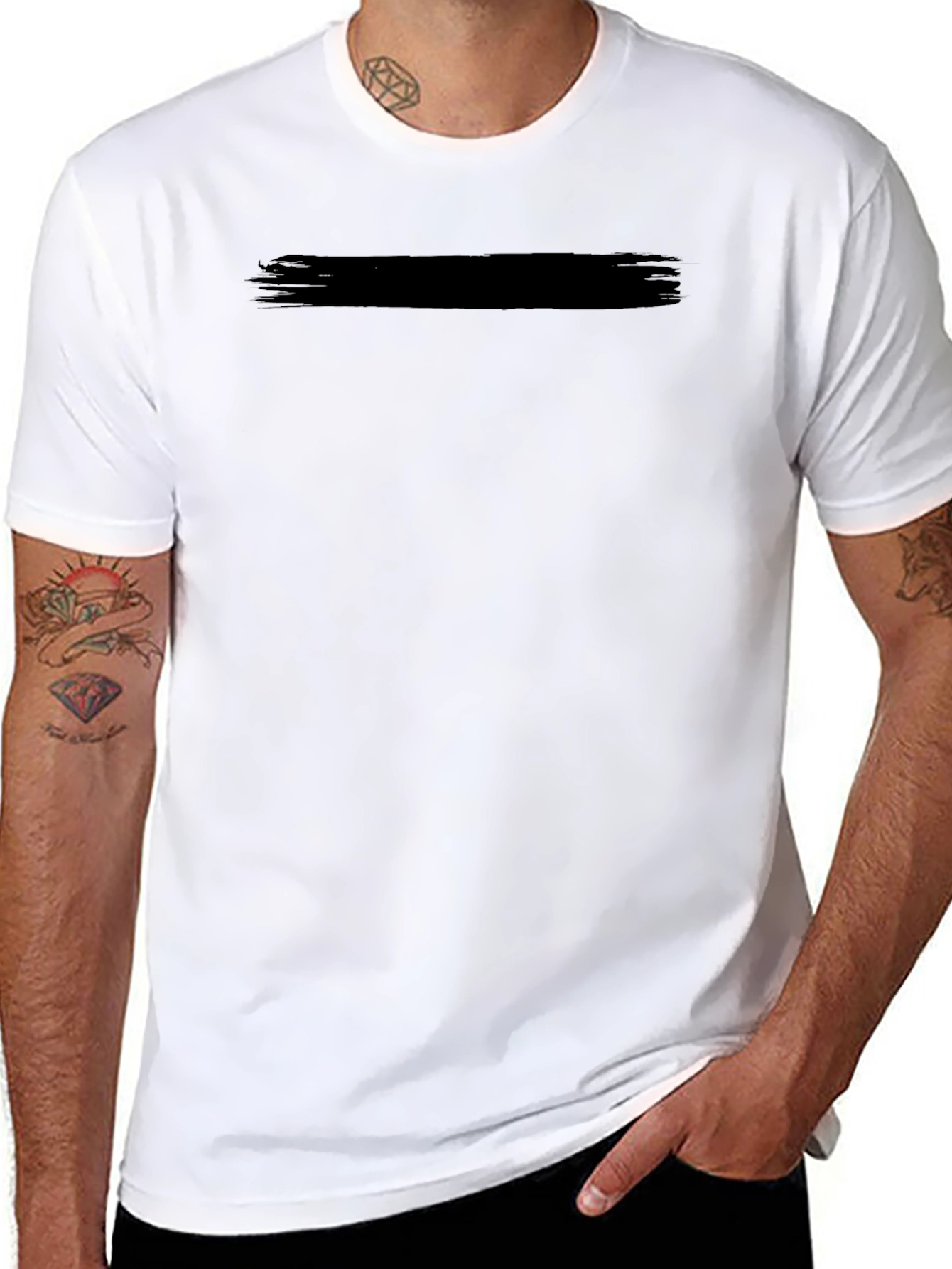 Mens Solid Black Crew Neck Short Sleeve T-Shirt