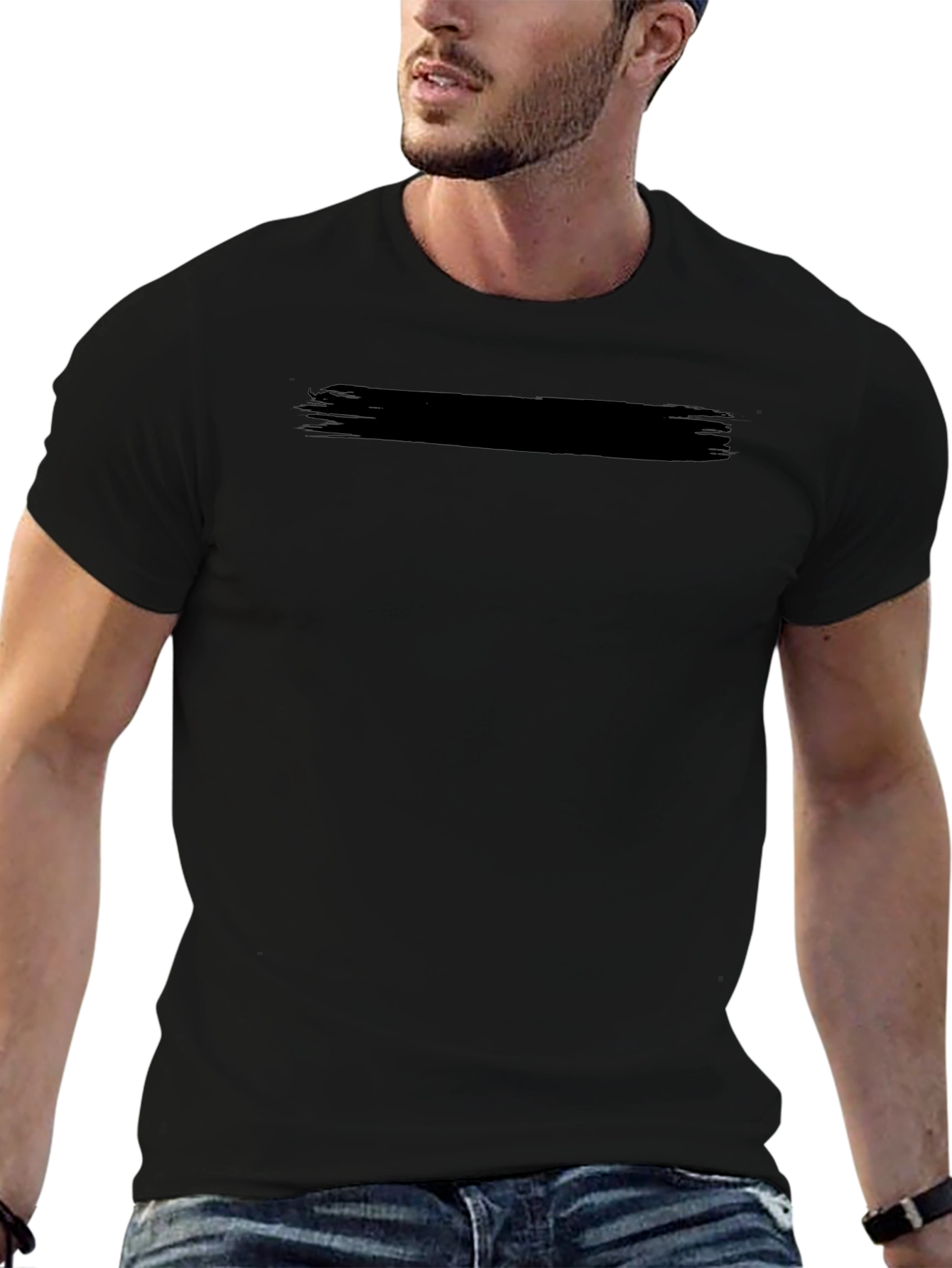 Mens Solid Black Crew Neck Short Sleeve T-Shirt