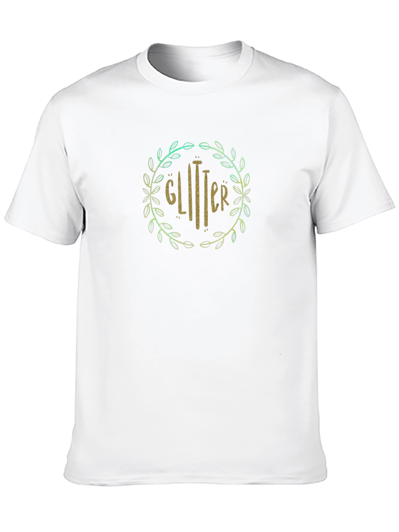 Glitter Wreath Graphic Tee - Stylish Black T-Shirt