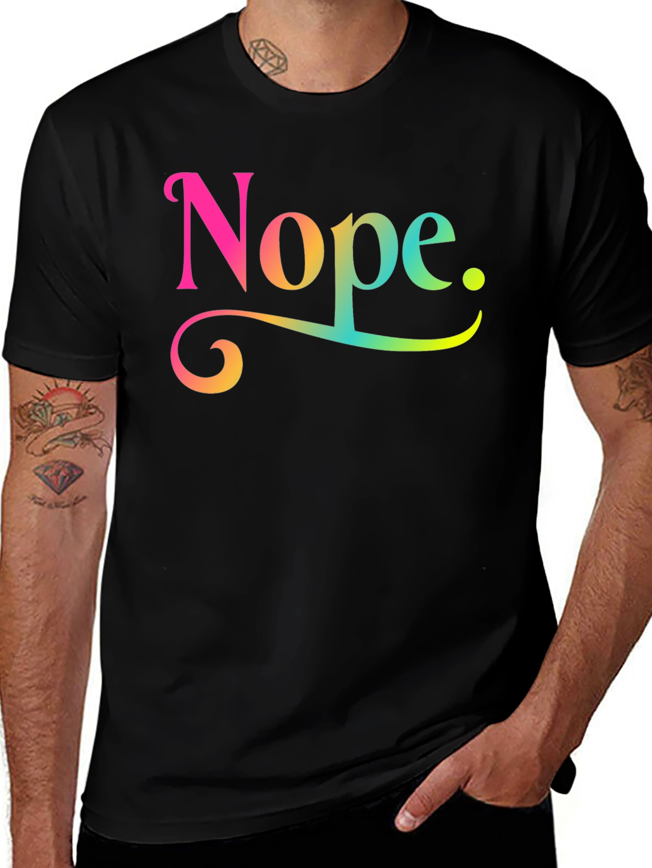 Nope Rainbow Text Graphic Novelty Tee