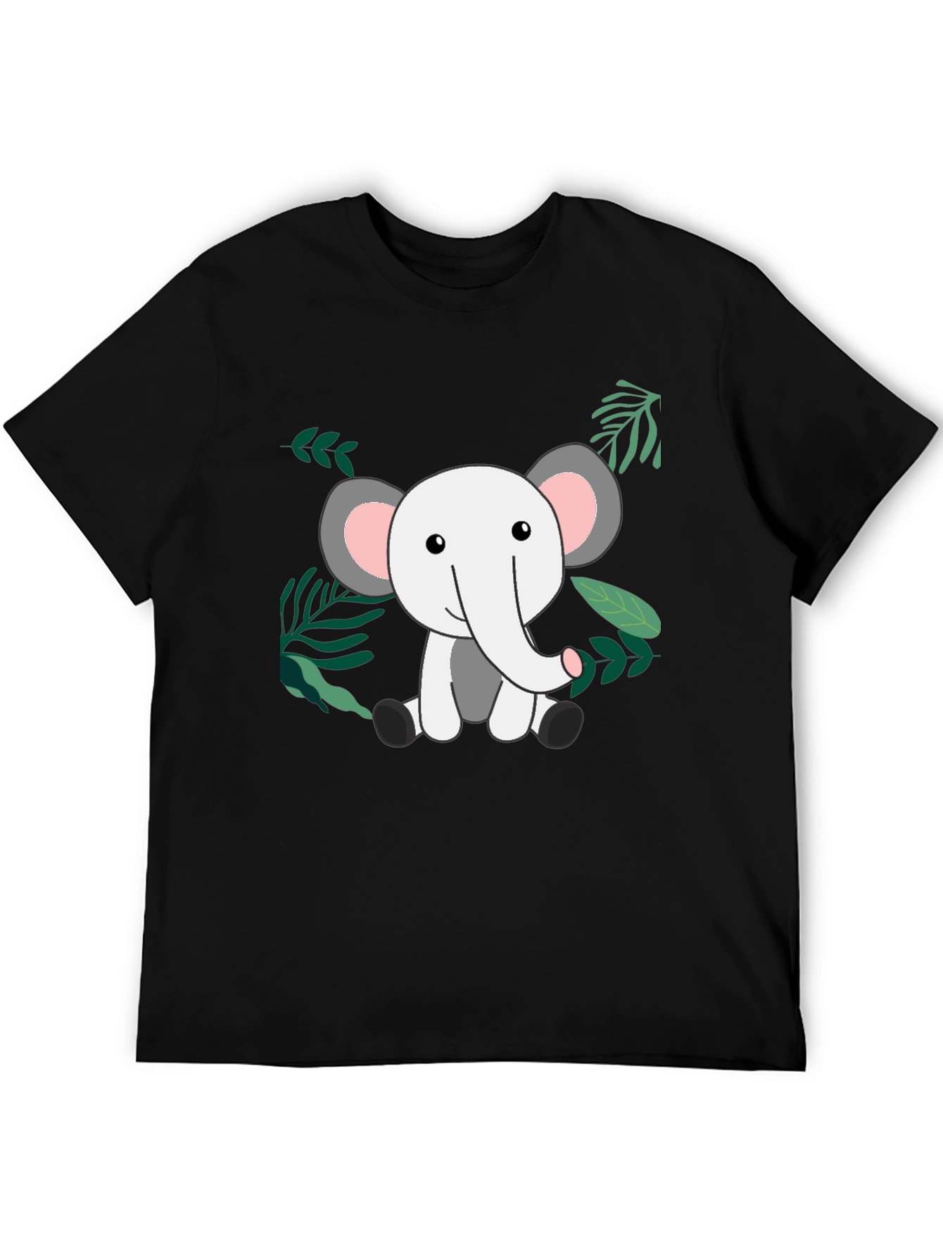 Cute Elephant Jungle Tee - Black