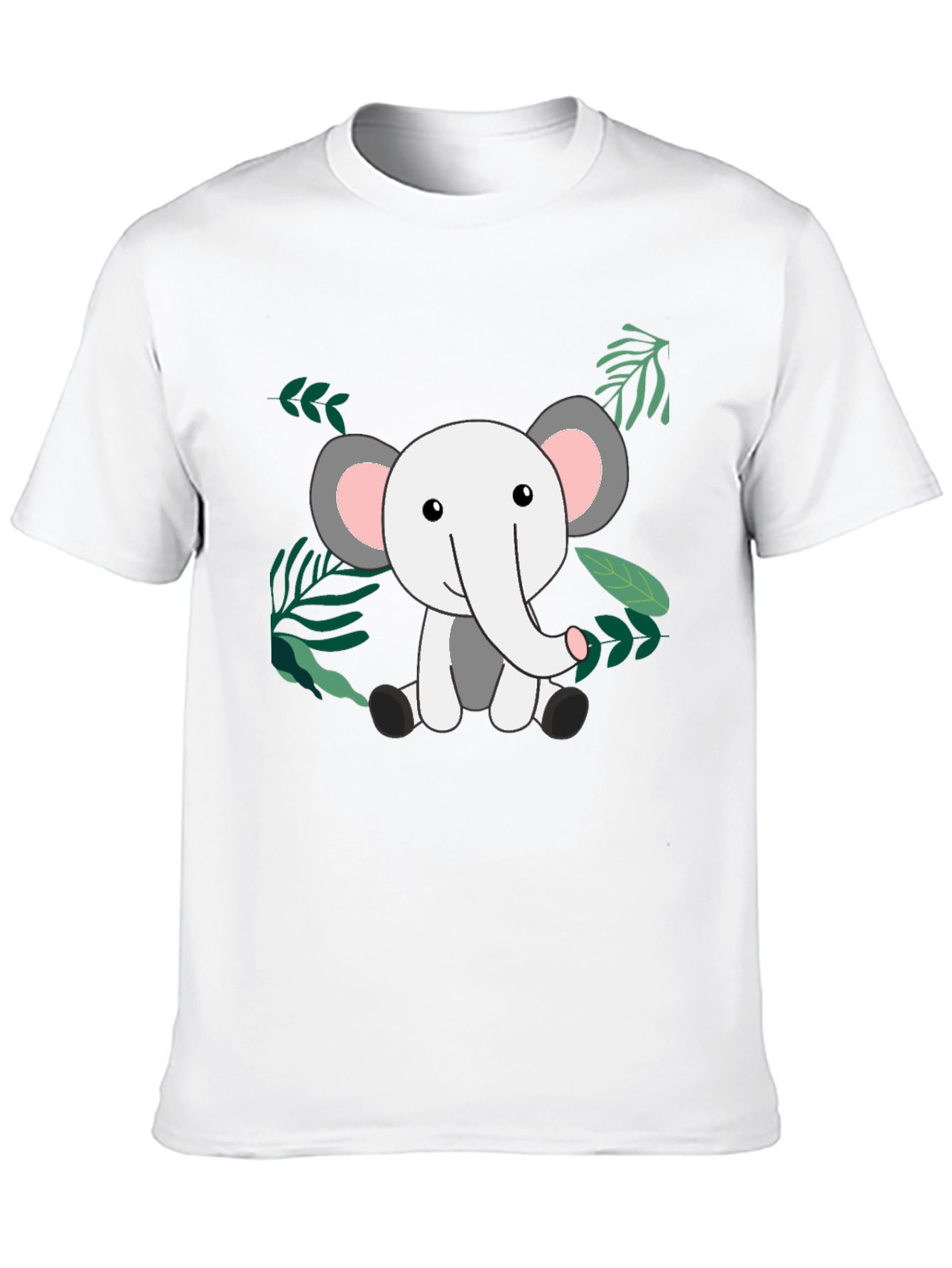 Cute Elephant Jungle Tee - Black