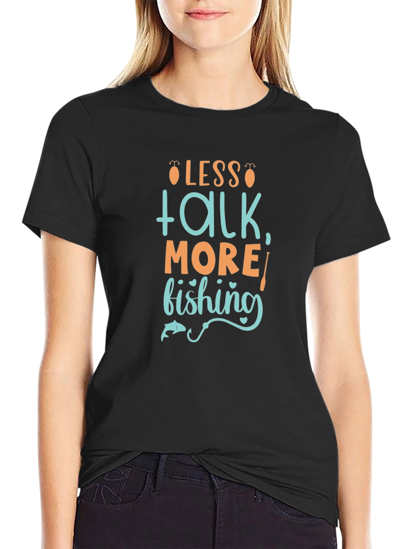 Less Talk More Fishing Graphic Tee - Black