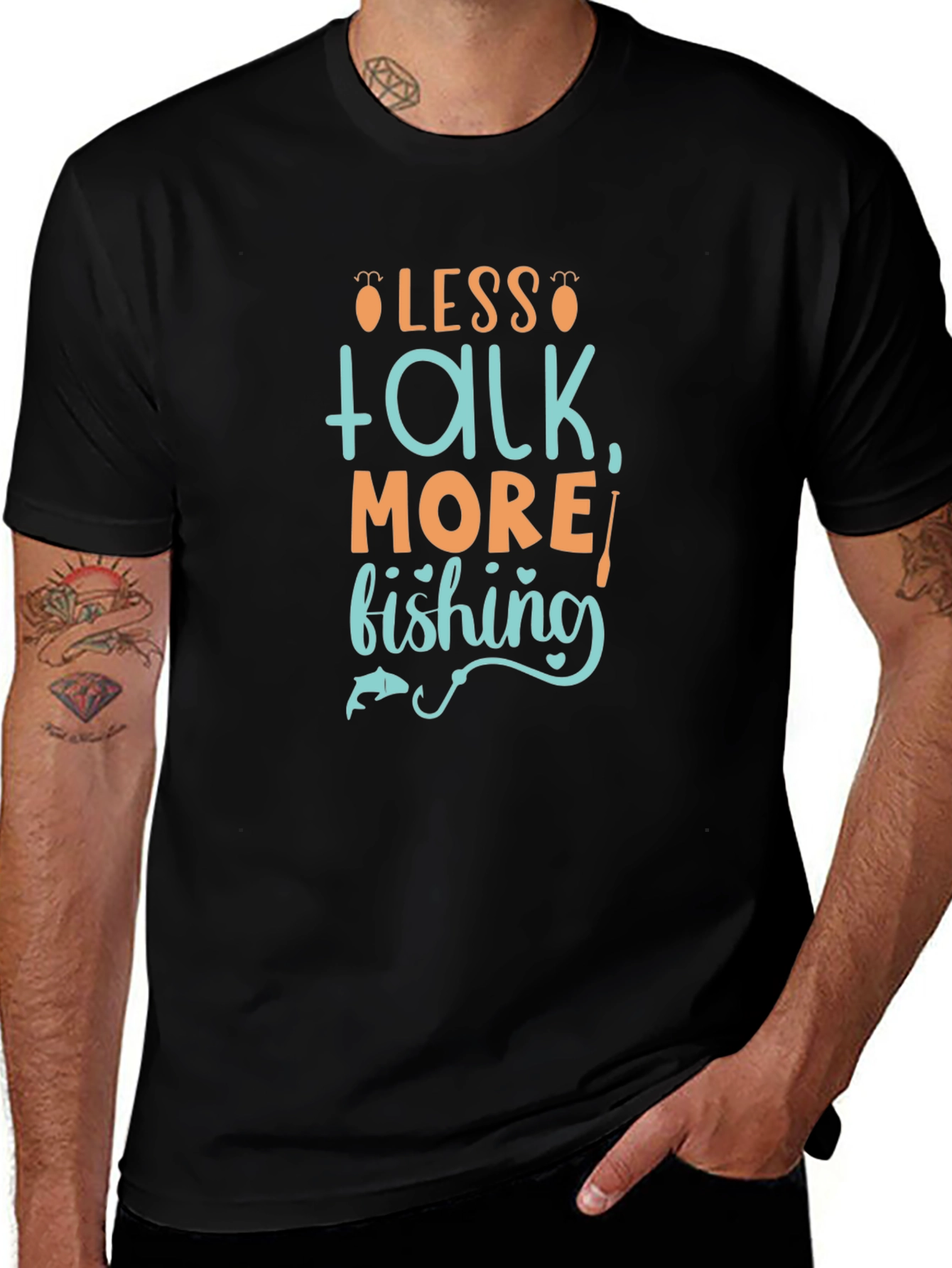 Less Talk More Fishing Graphic Tee - Black