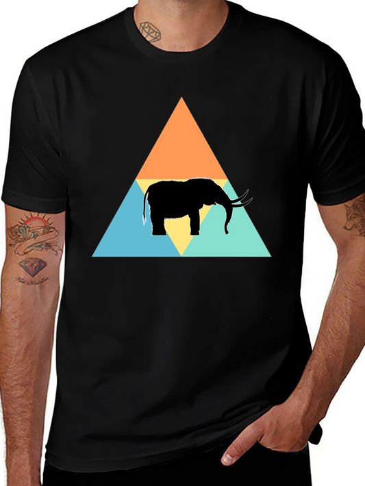 Geometric Elephant Graphic Tee - Modern Minimalist Design