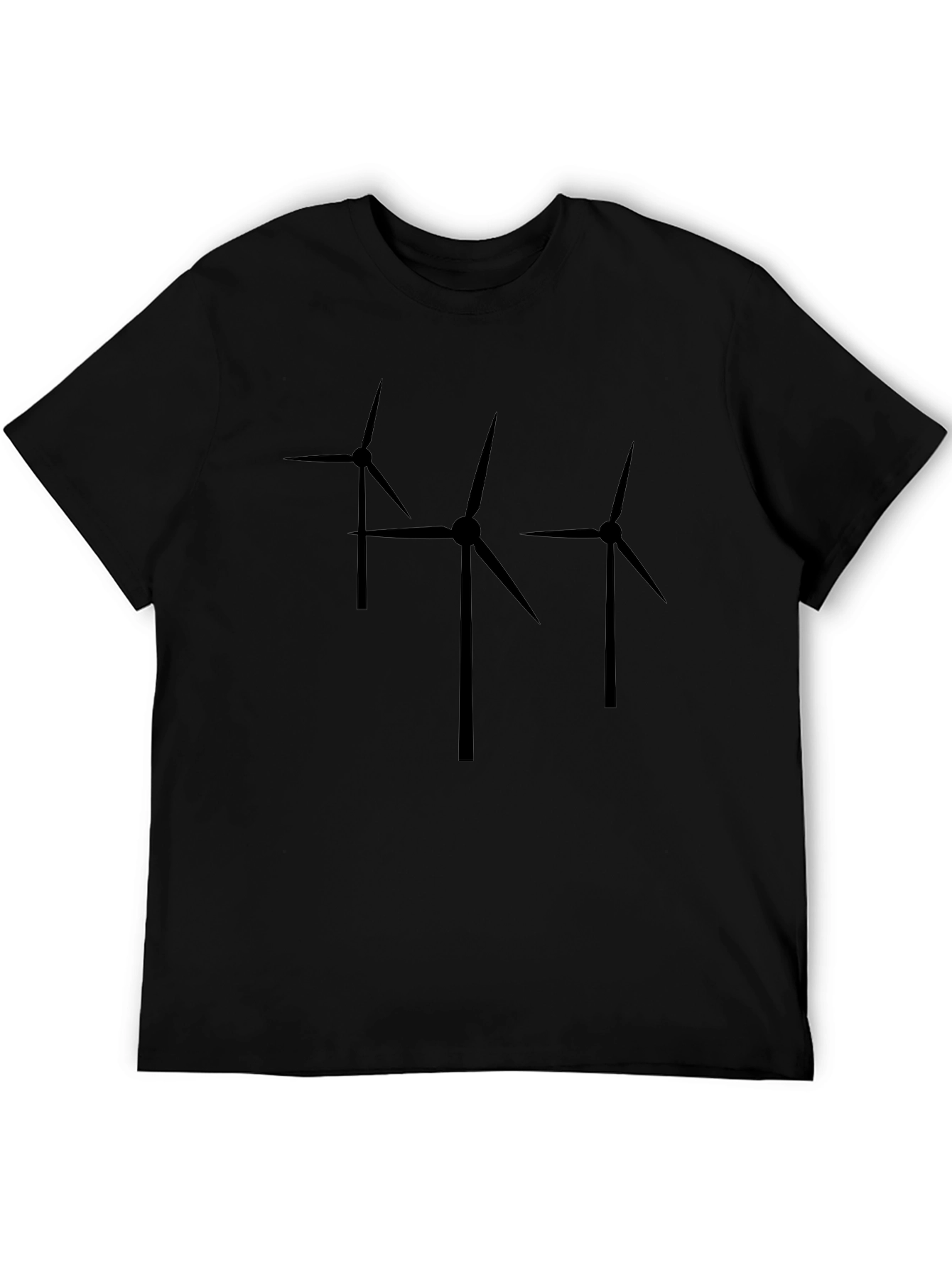 Wind Turbine Graphic Tee - Modern Black T-Shirt