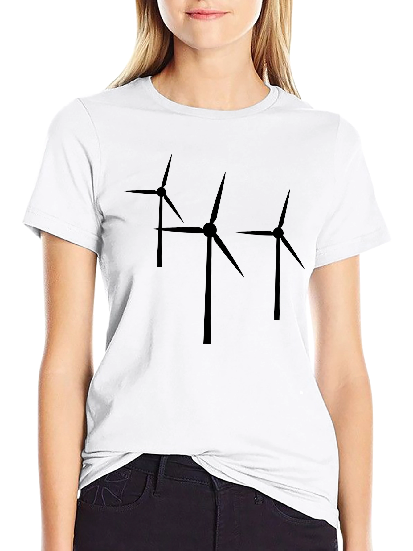 Wind Turbine Graphic Tee - Modern Black T-Shirt