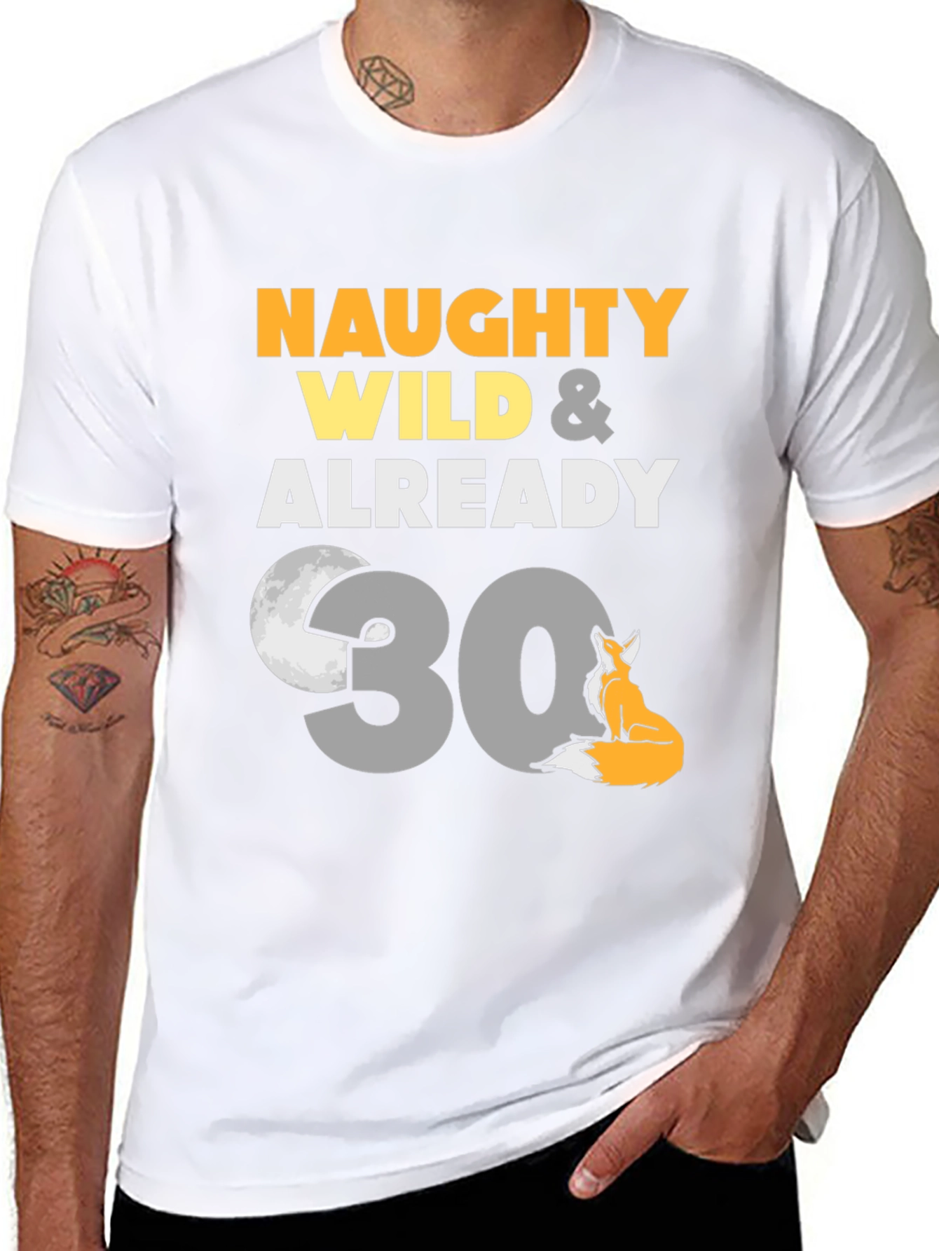 Naughty Wild 30th Birthday Fox Graphic Tee
