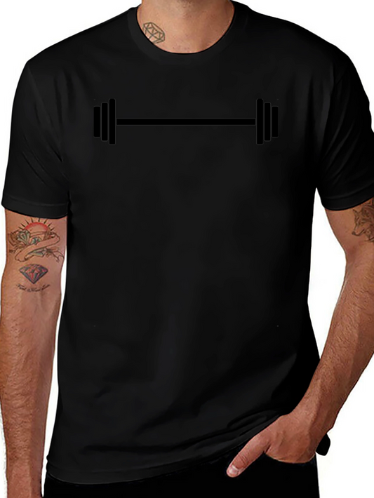 Mens Black Barbell Graphic Tee - Gym & Fitness