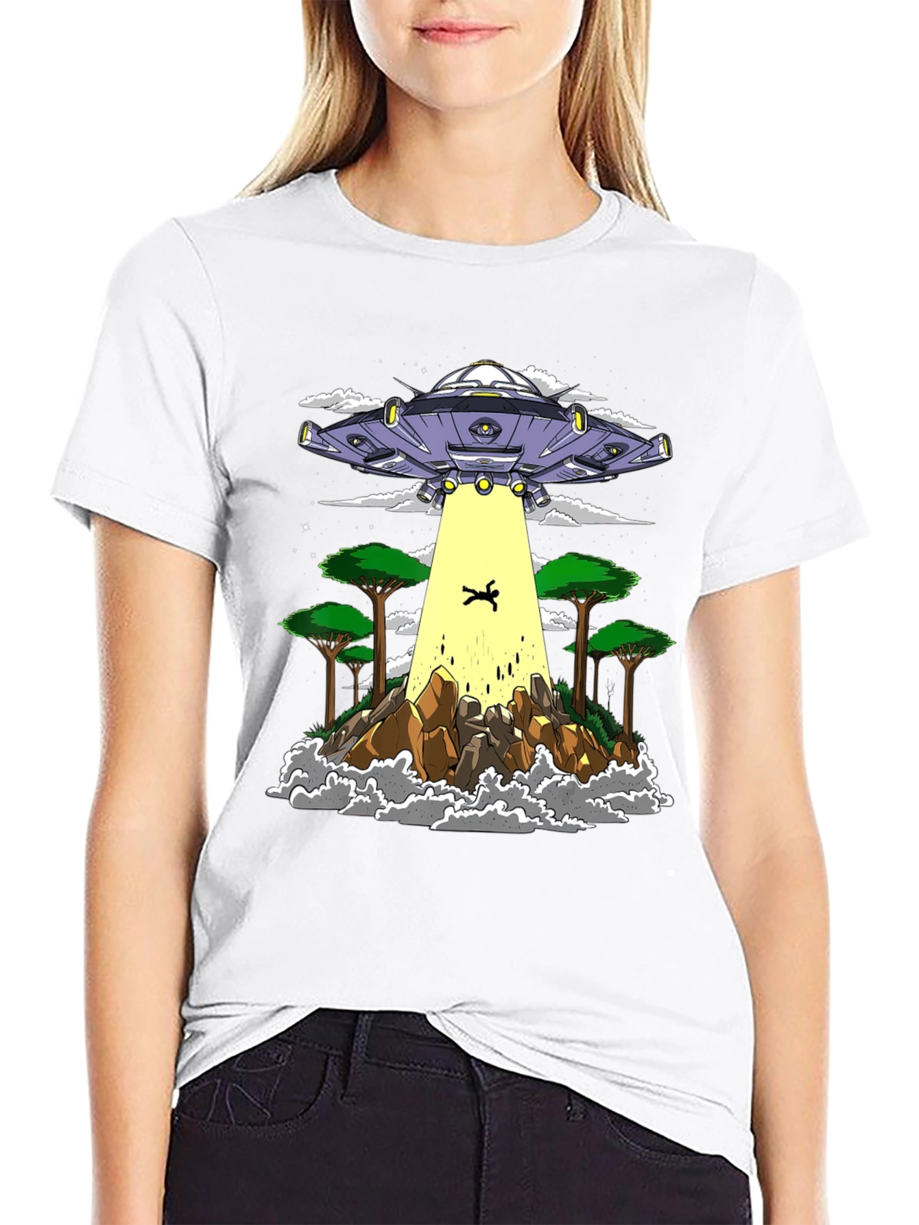UFO Abduction Graphic Tee - Sci-Fi T-Shirt