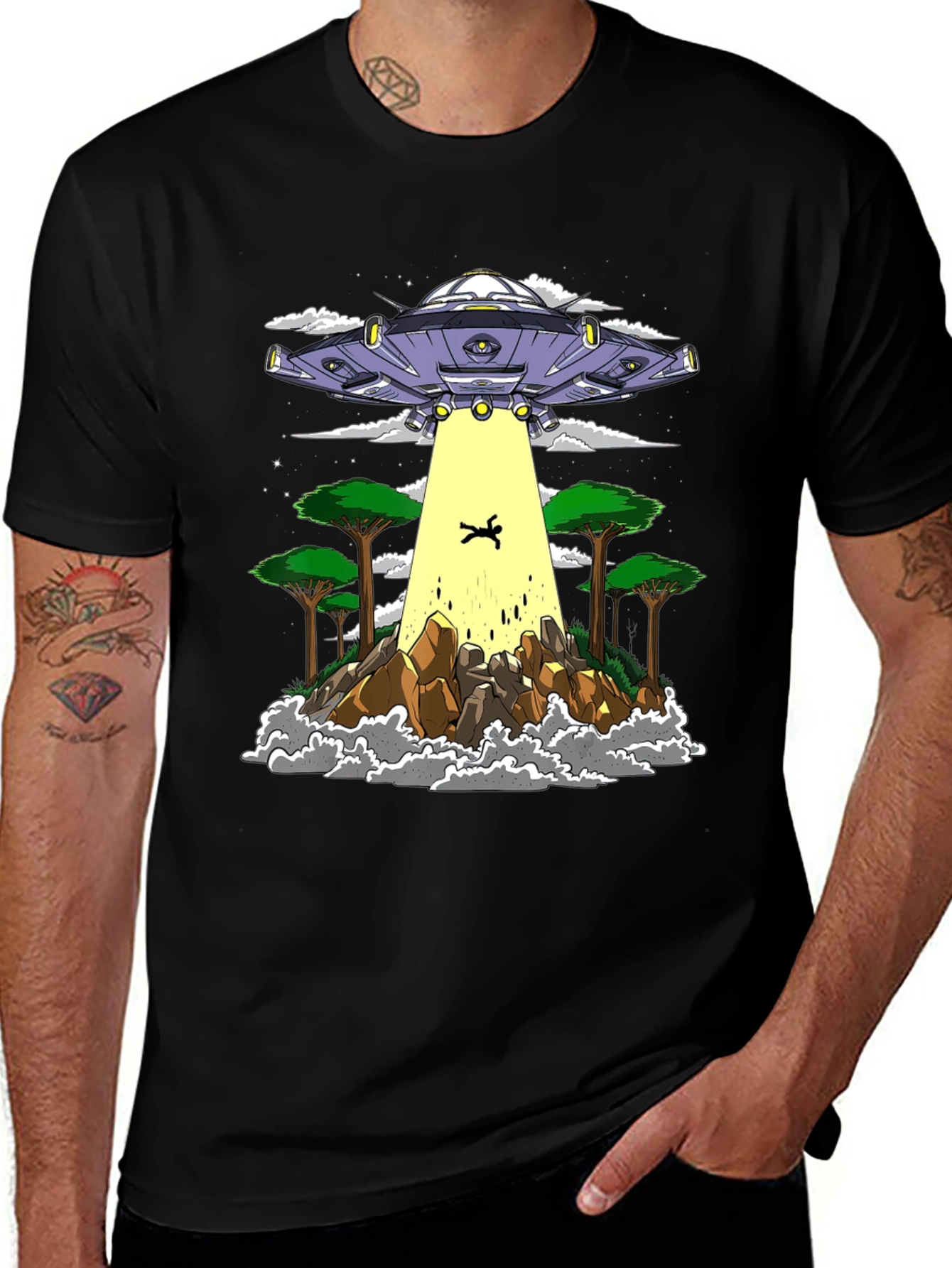 UFO Abduction Graphic Tee - Sci-Fi T-Shirt