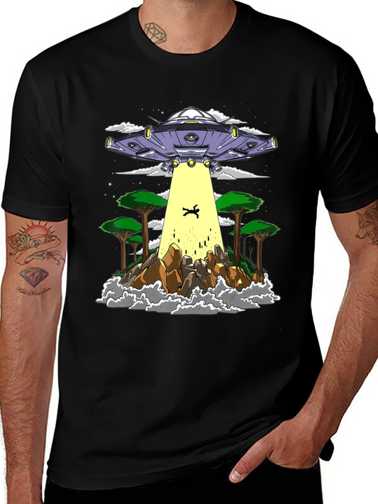 UFO Abduction Graphic Tee - Sci-Fi T-Shirt