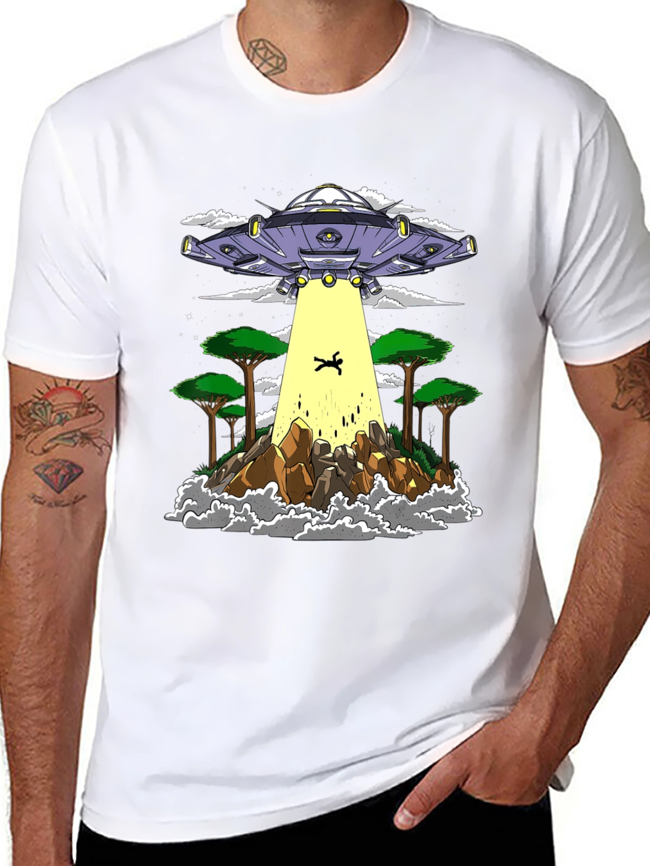 UFO Abduction Graphic Tee - Sci-Fi T-Shirt