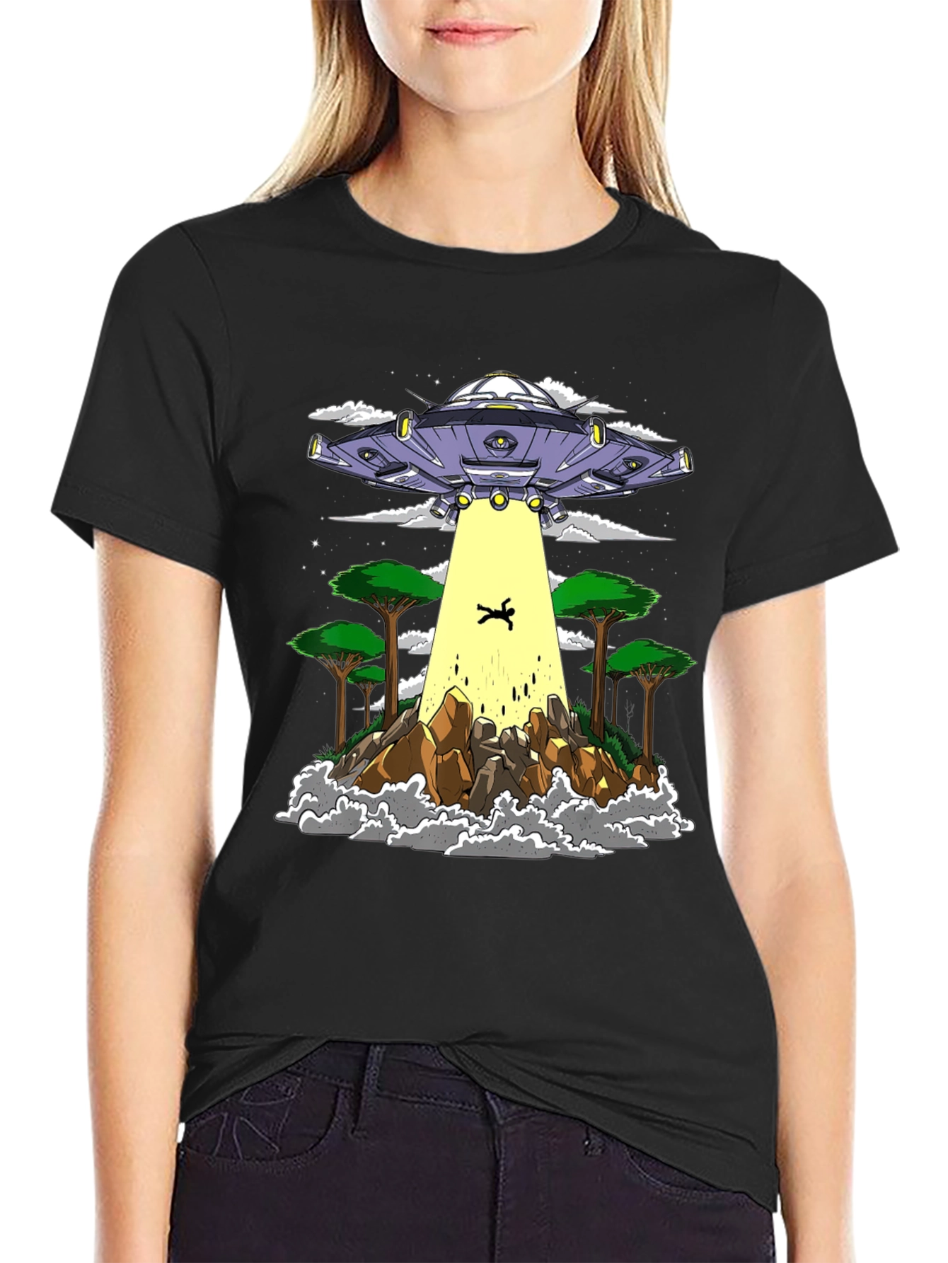 UFO Abduction Graphic Tee - Sci-Fi T-Shirt