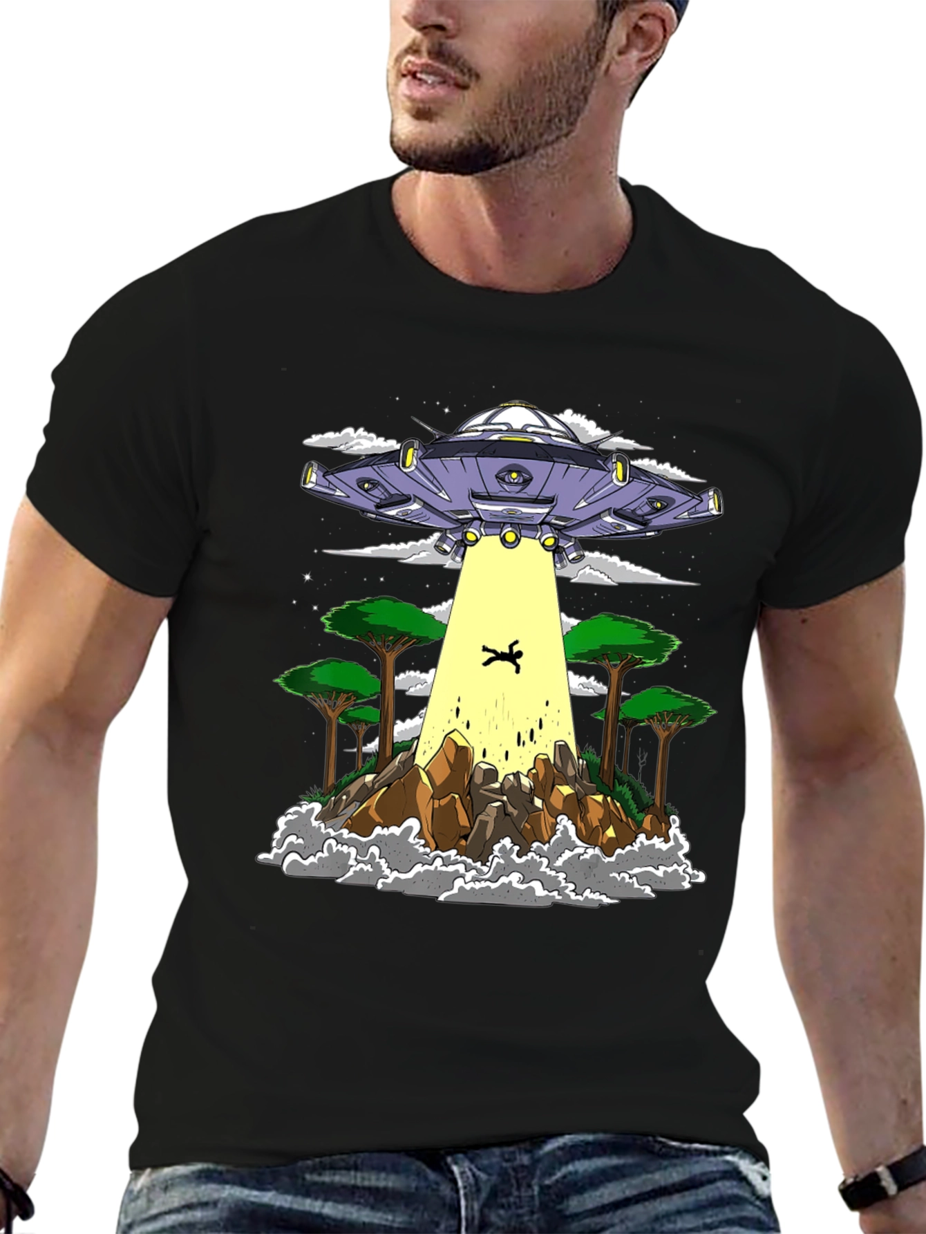 UFO Abduction Graphic Tee - Sci-Fi T-Shirt