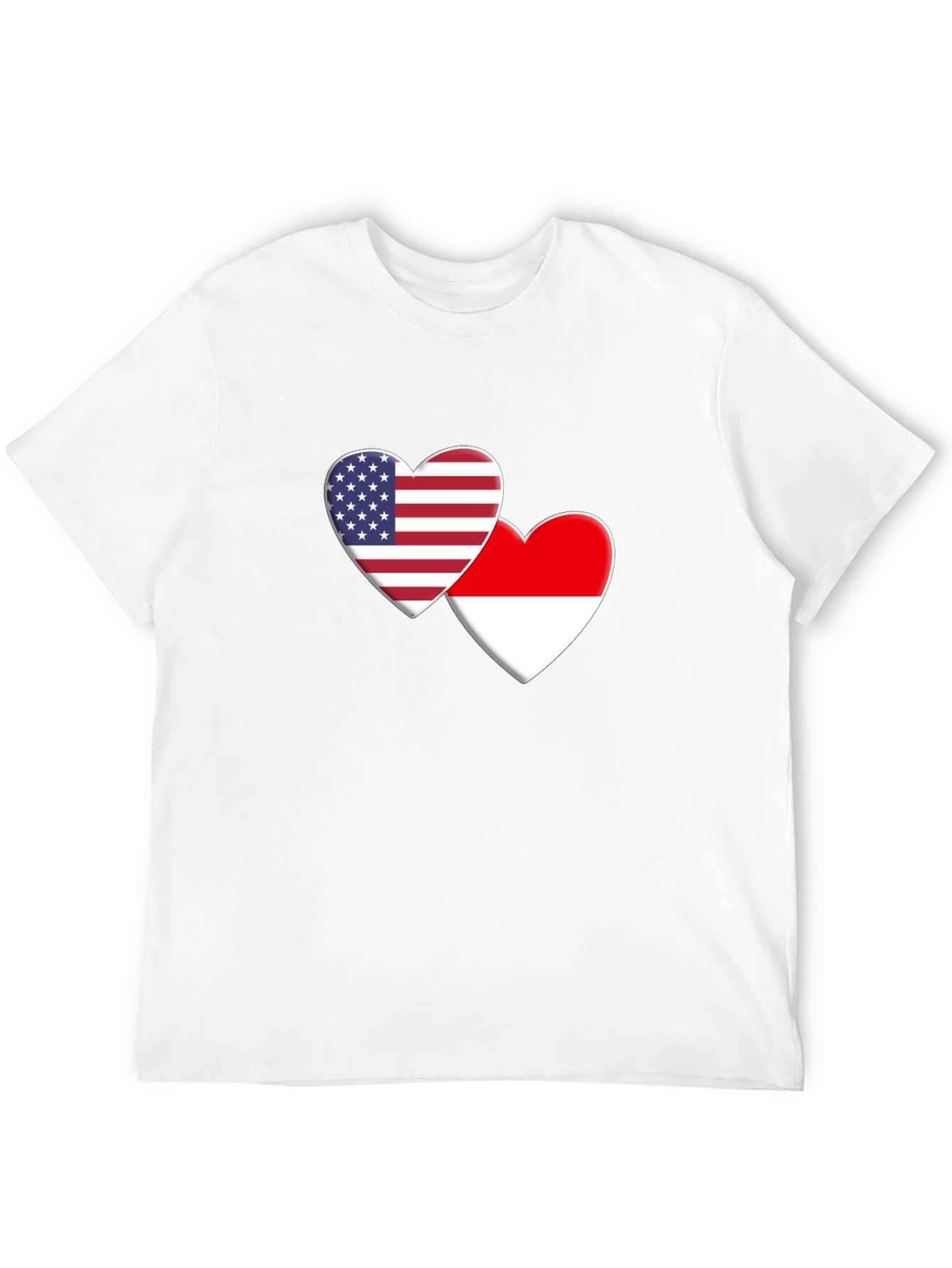 USA & Indonesia Heart Flag T-Shirt
