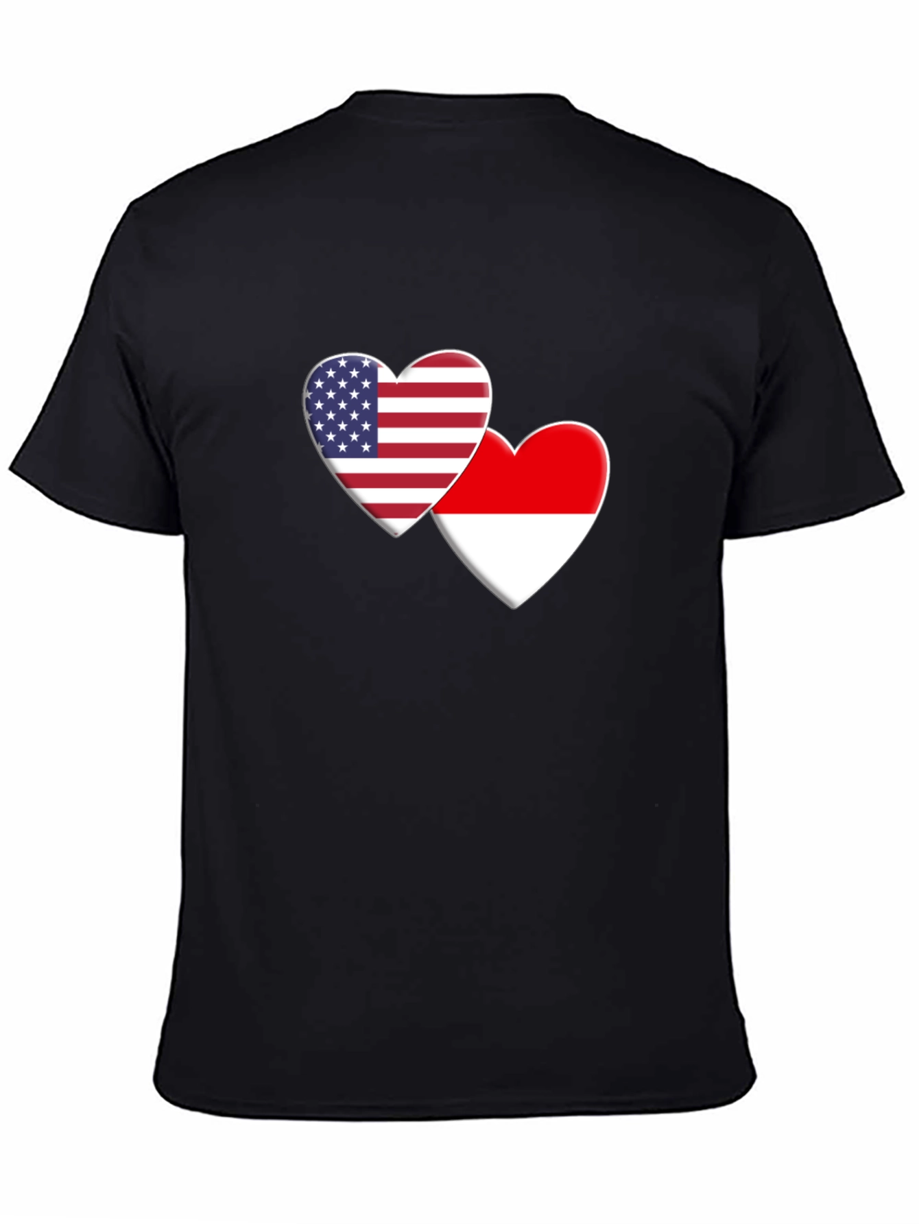 USA & Indonesia Heart Flag T-Shirt