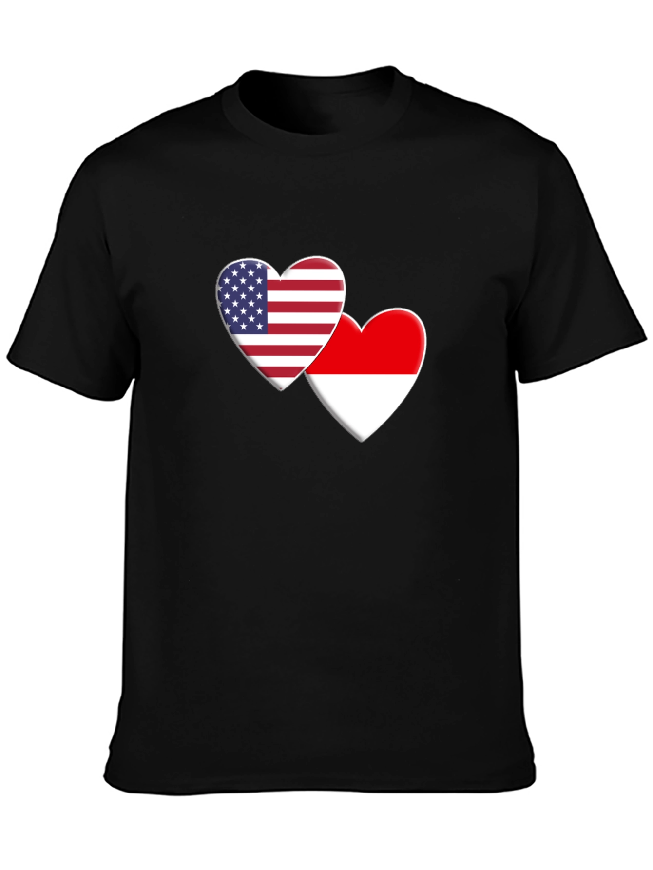 USA & Indonesia Heart Flag T-Shirt