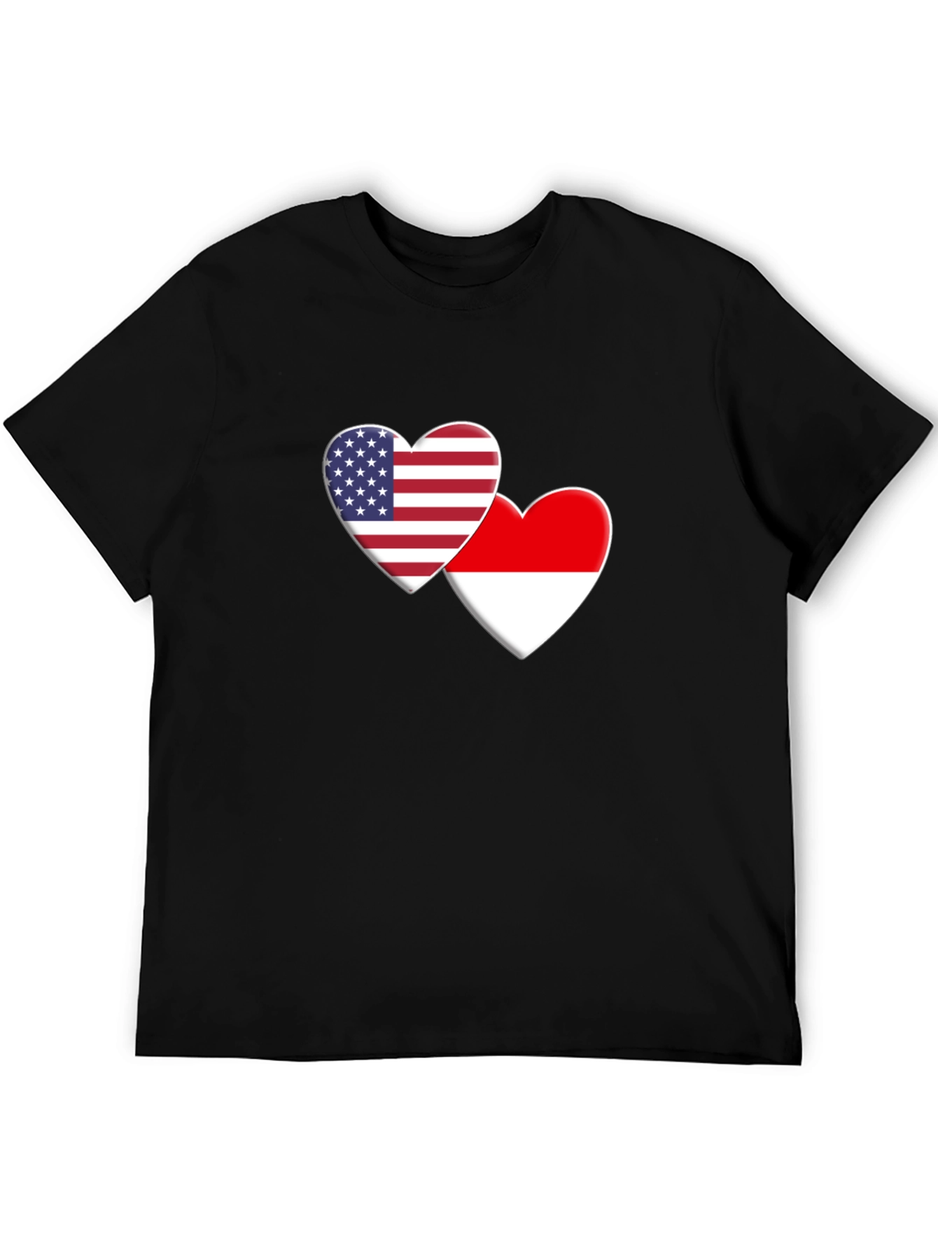 USA & Indonesia Heart Flag T-Shirt