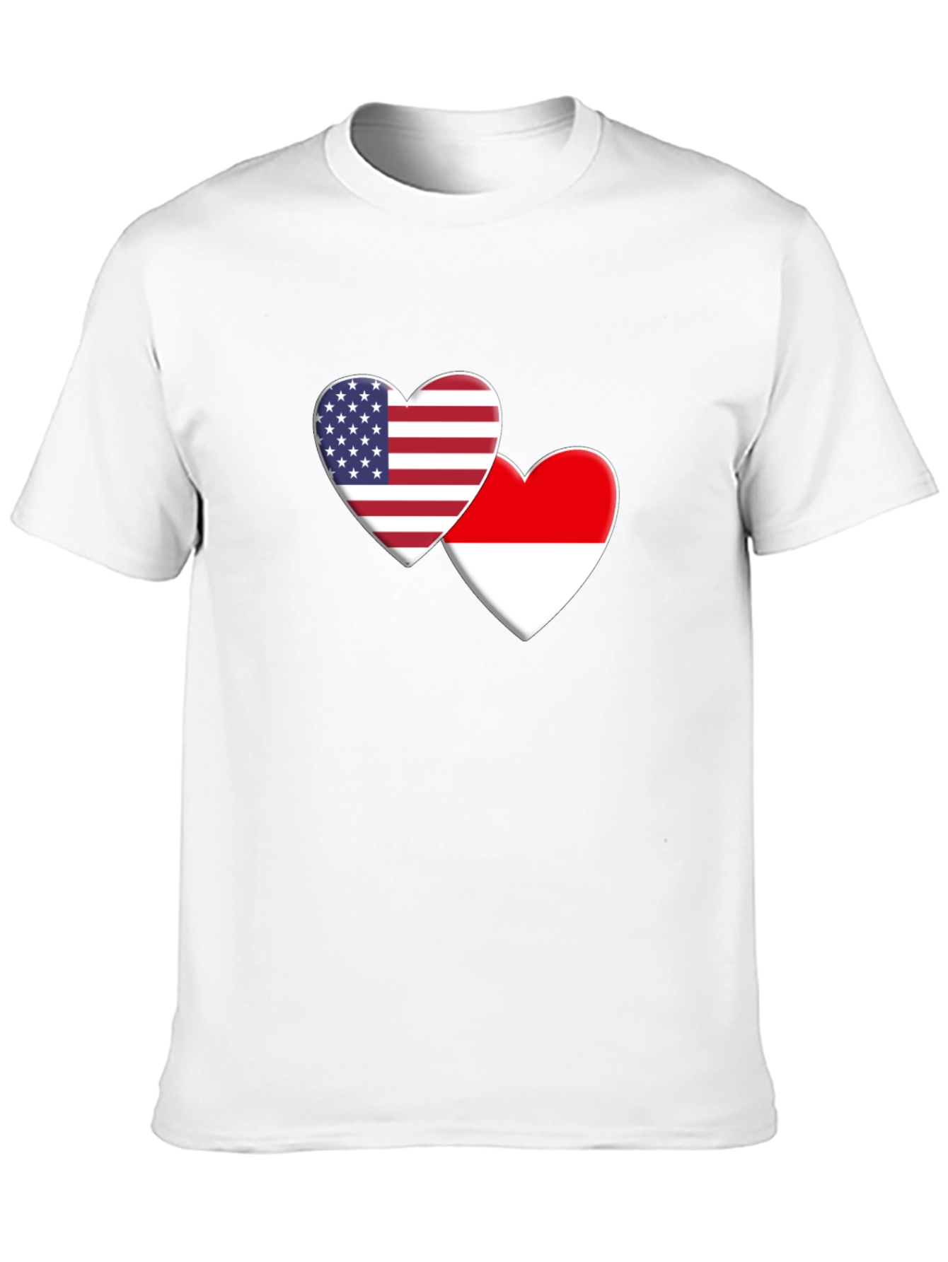 USA & Indonesia Heart Flag T-Shirt