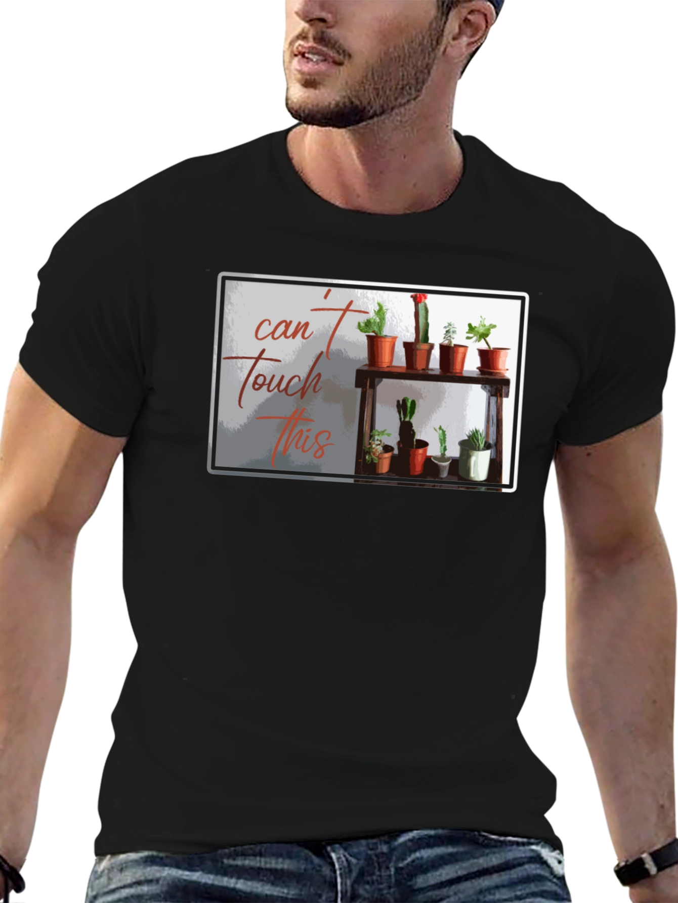 Cant Touch This Cactus T-Shirt - Black