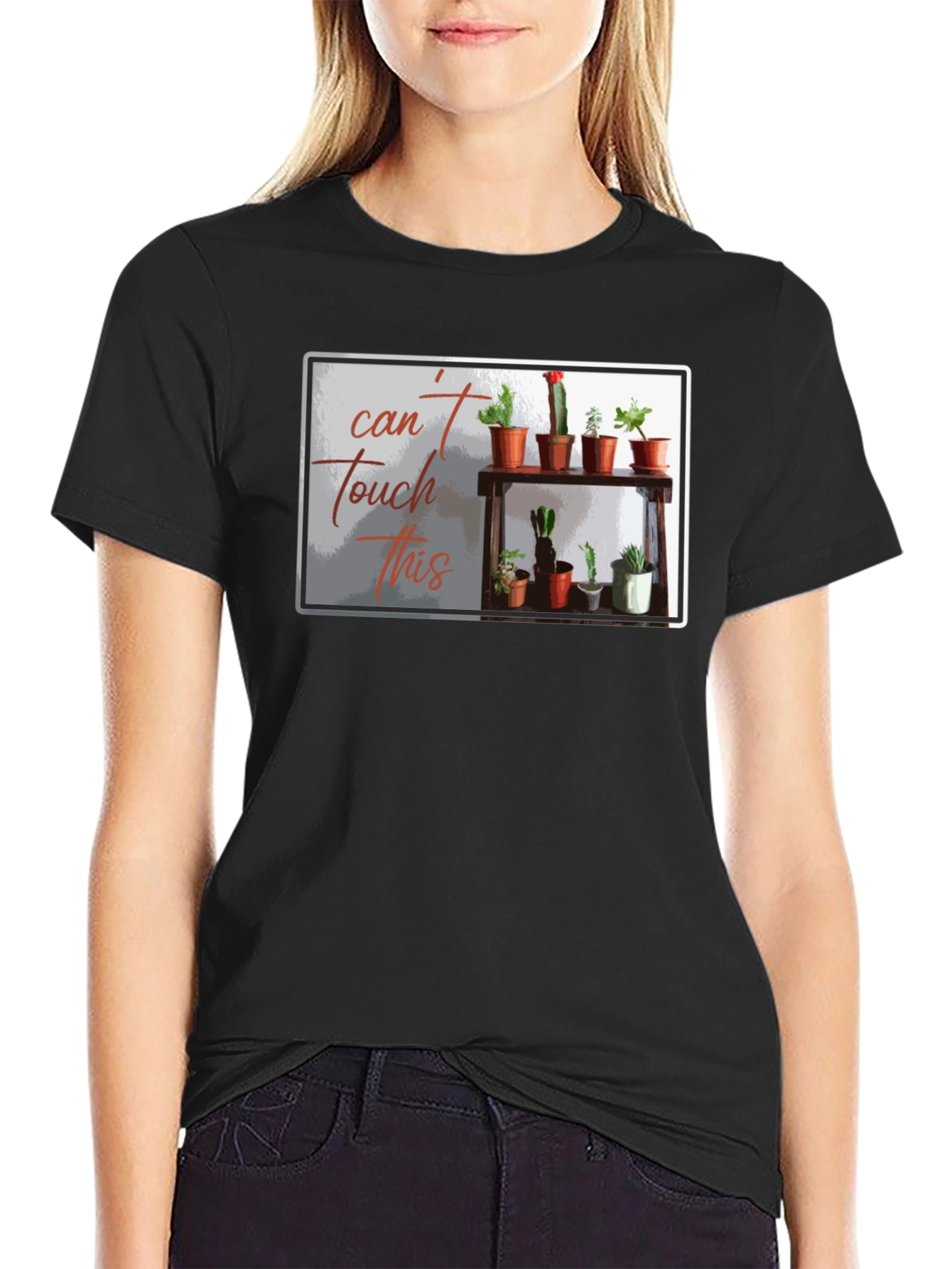 Cant Touch This Cactus T-Shirt - Black