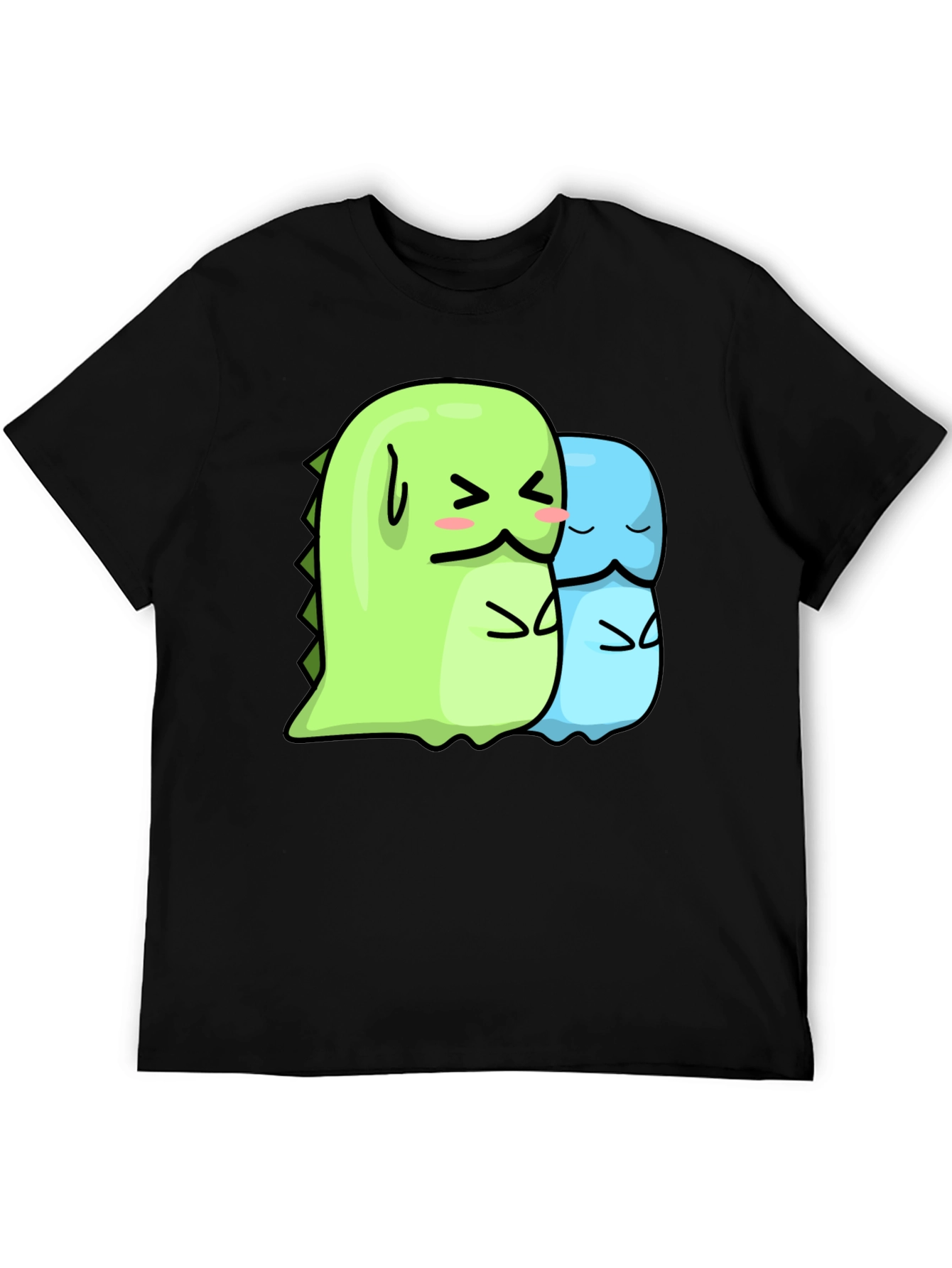 Kawaii Dino Hugs Black T-Shirt