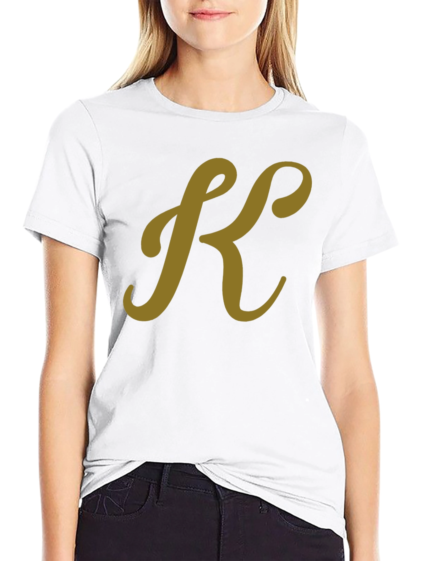 Stylish Black T-Shirt with Gold K Initial