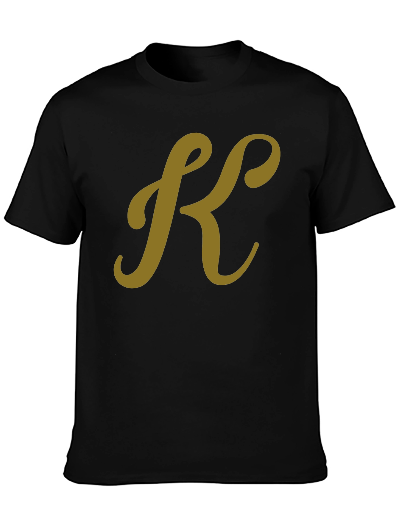 Stylish Black T-Shirt with Gold K Initial
