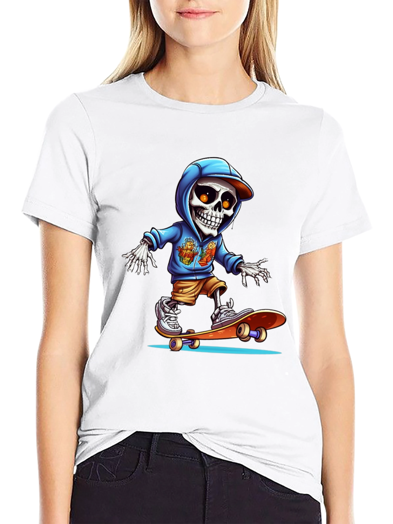 Skateboarding Skeleton Graphic Tee