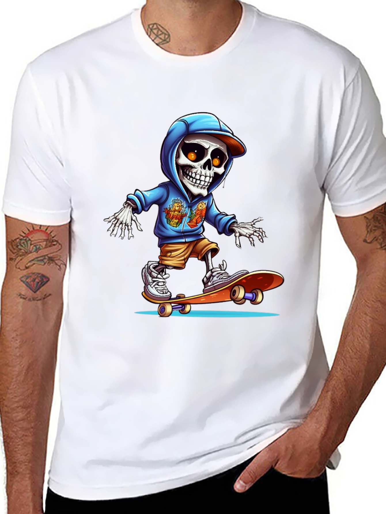 Skateboarding Skeleton Graphic Tee
