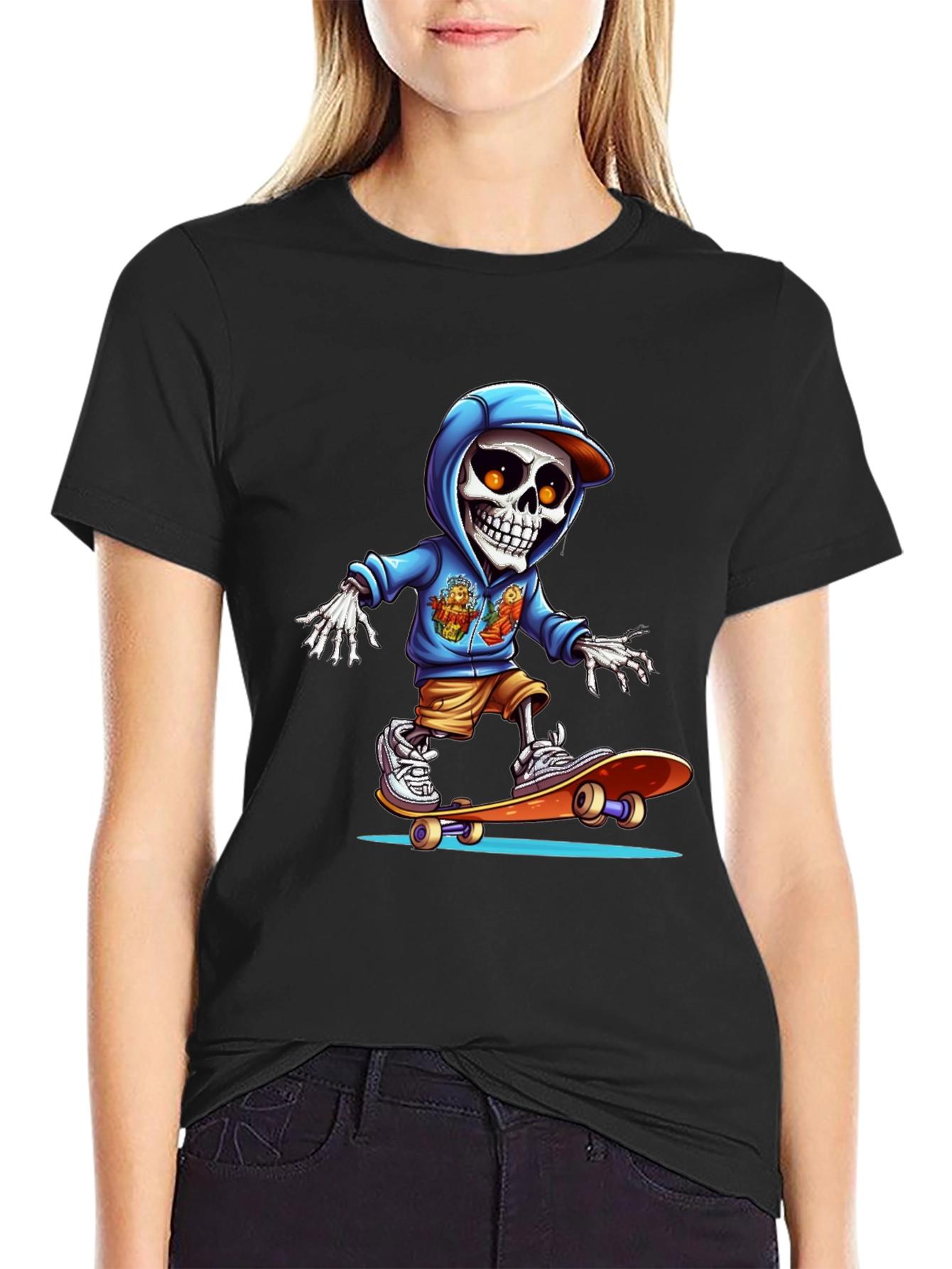 Skateboarding Skeleton Graphic Tee