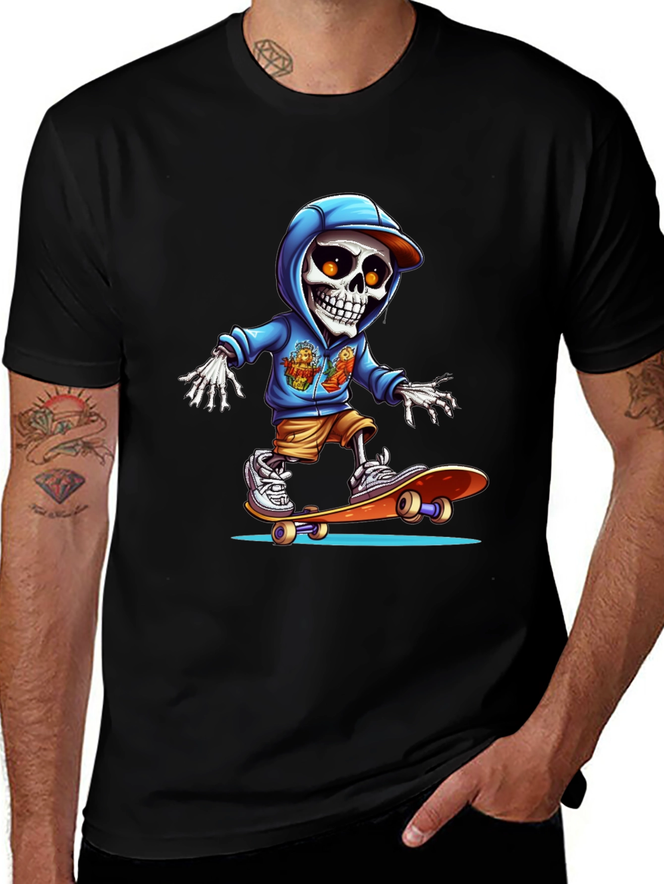 Skateboarding Skeleton Graphic Tee