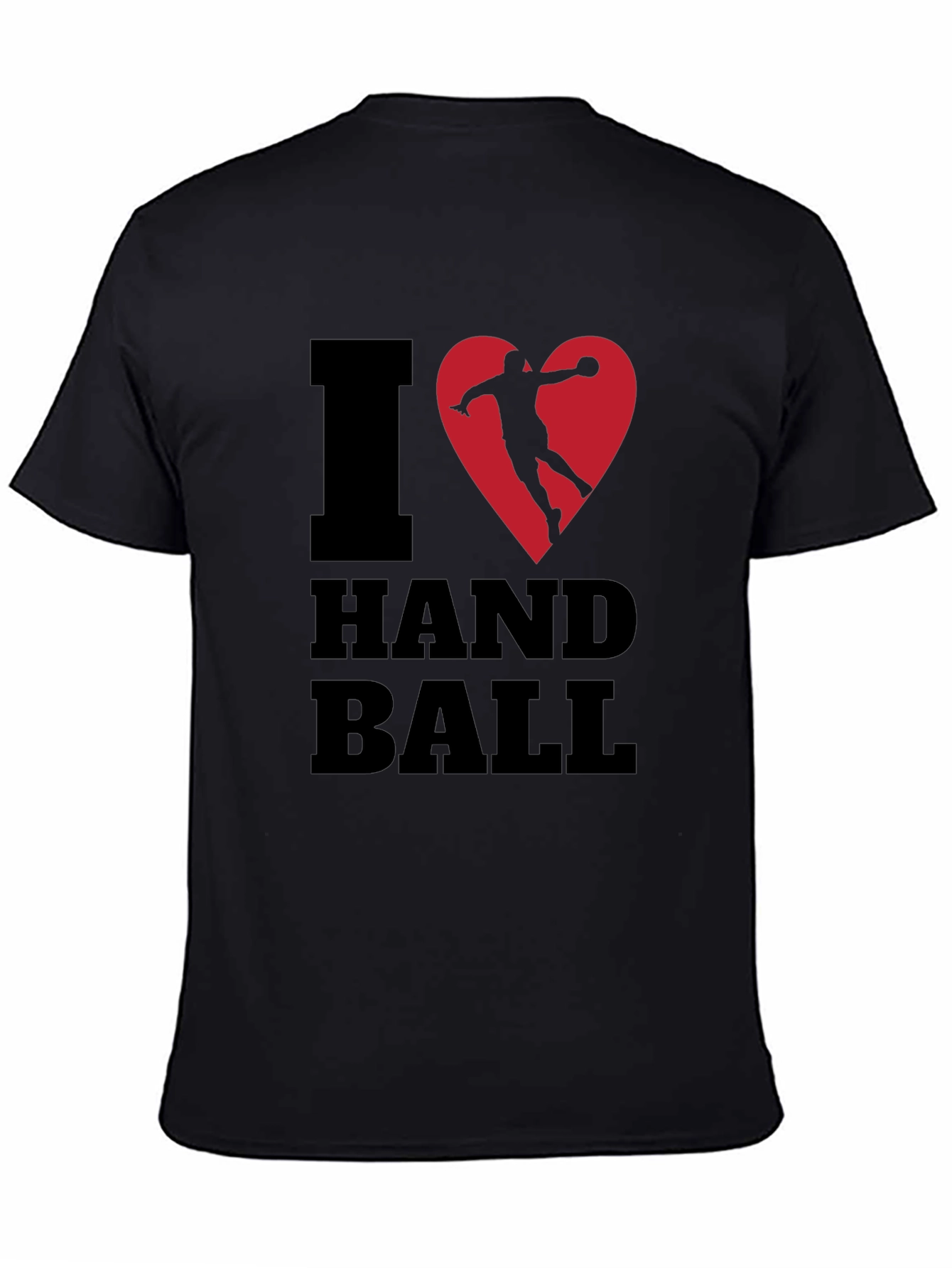 I Love Handball Graphic Tee - Black Cotton T-Shirt