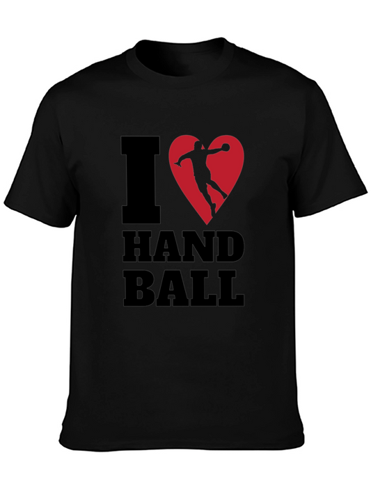 I Love Handball Graphic Tee - Black Cotton T-Shirt