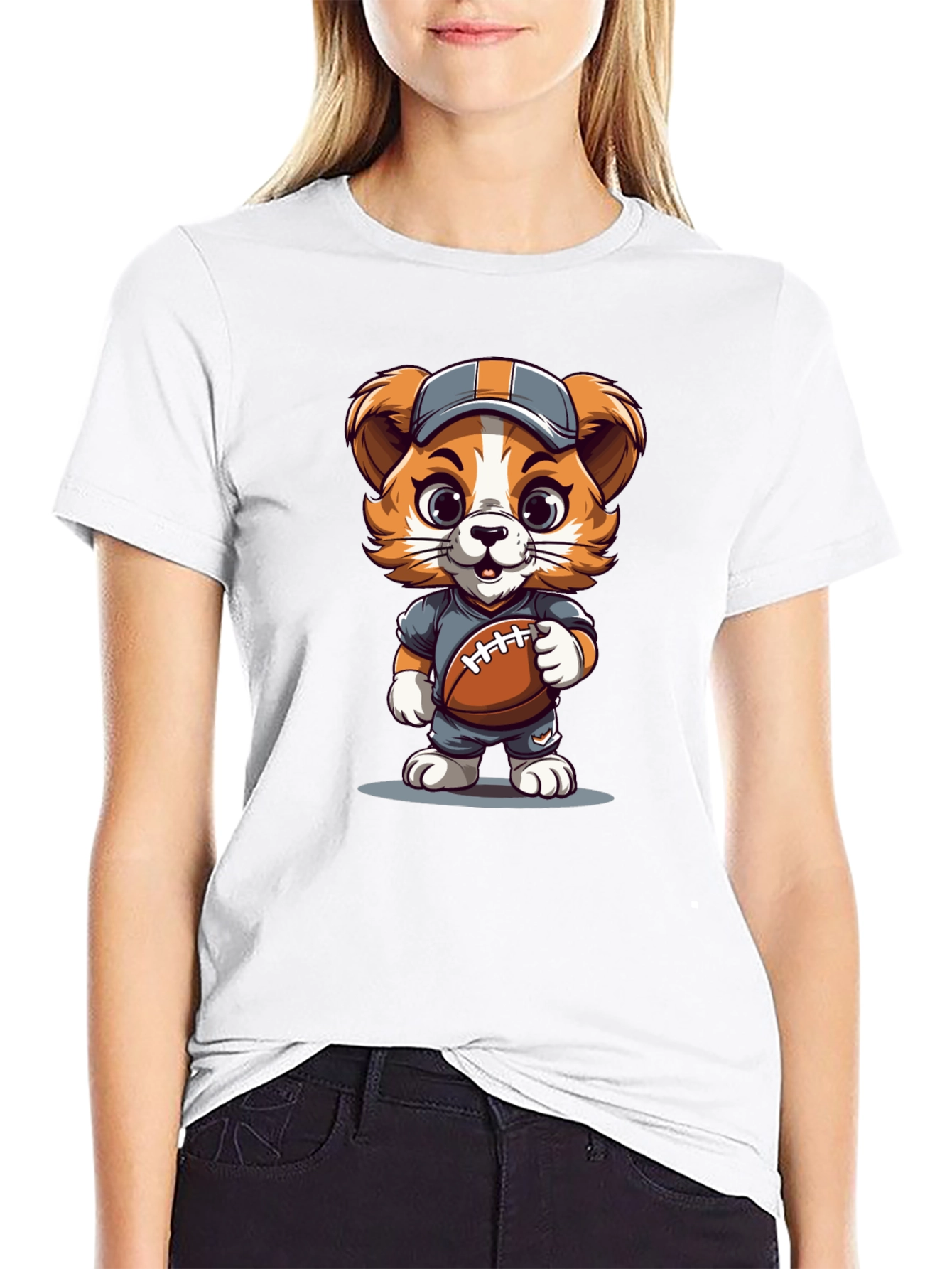 Cartoon Dog Football T-Shirt