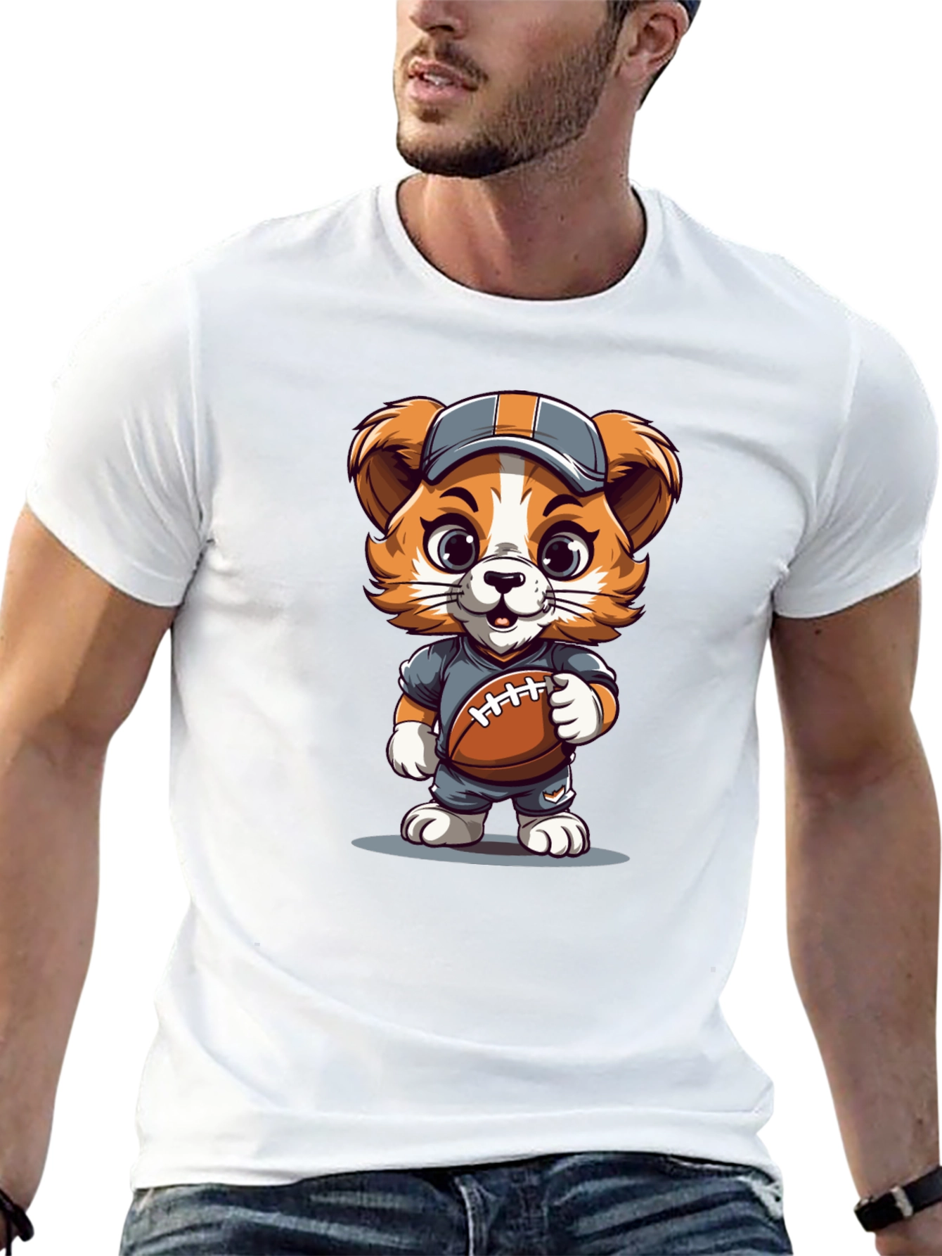 Cartoon Dog Football T-Shirt