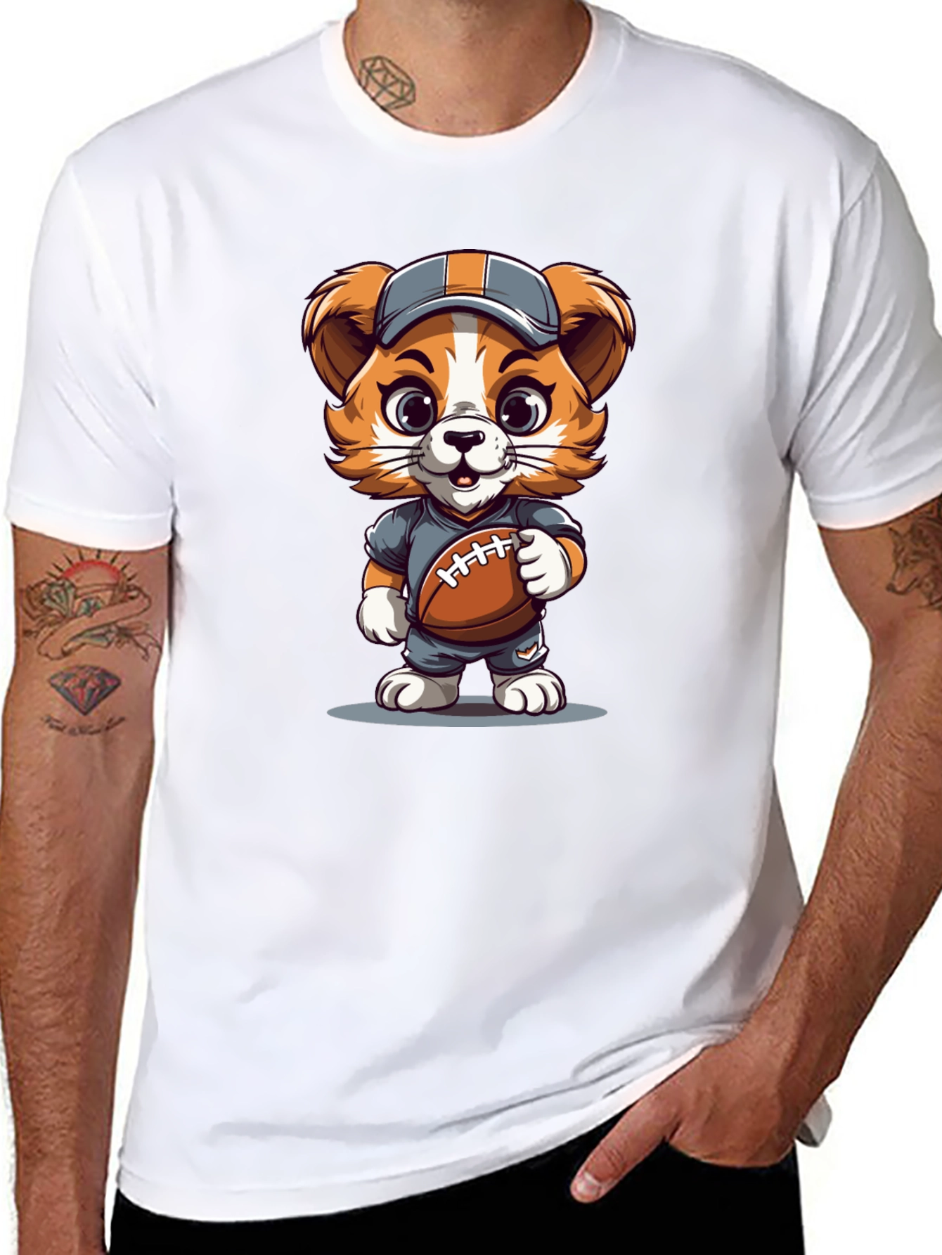 Cartoon Dog Football T-Shirt