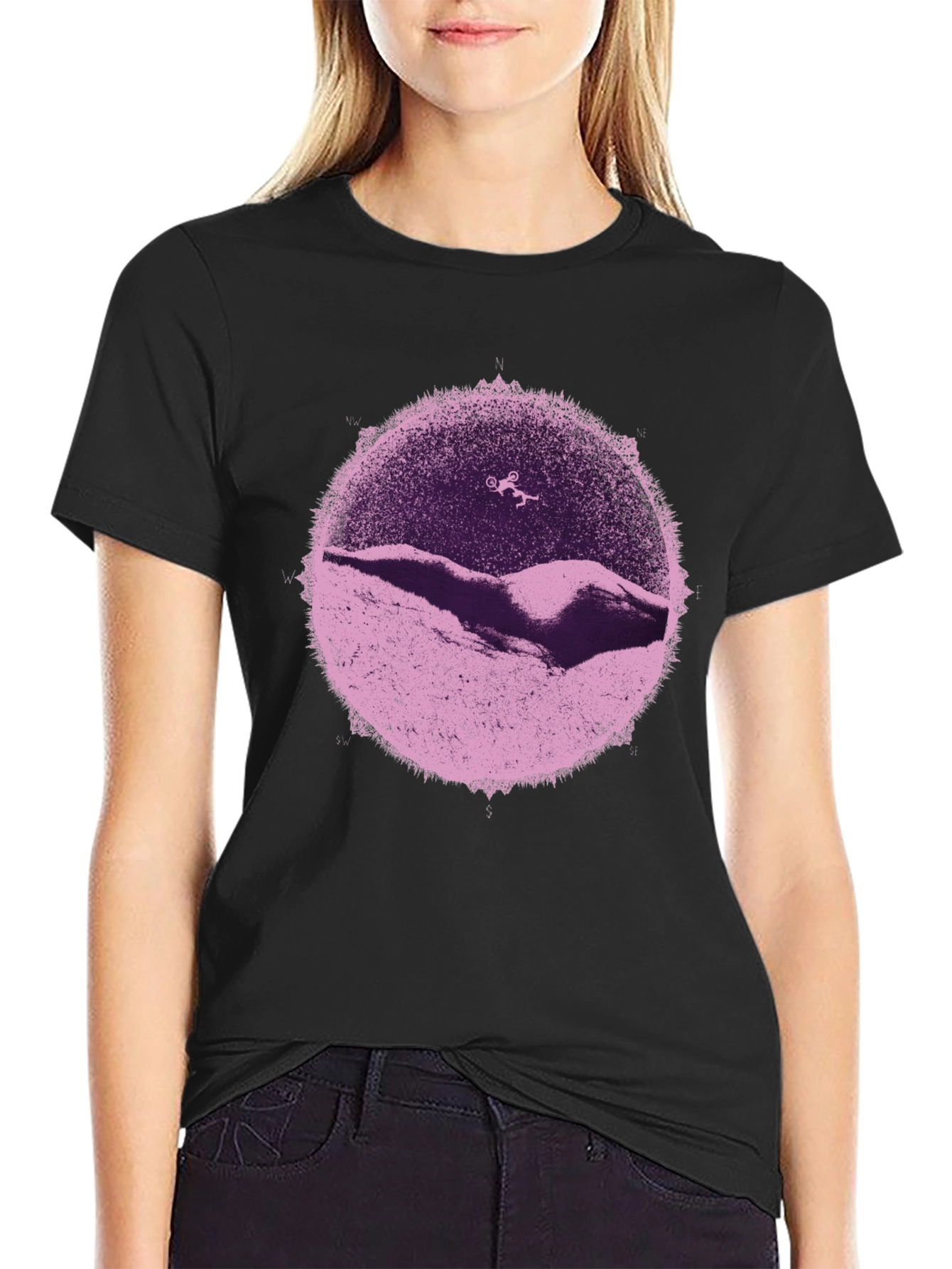 Abstract Mountain Bike T-Shirt - Black Cotton Graphic Tee