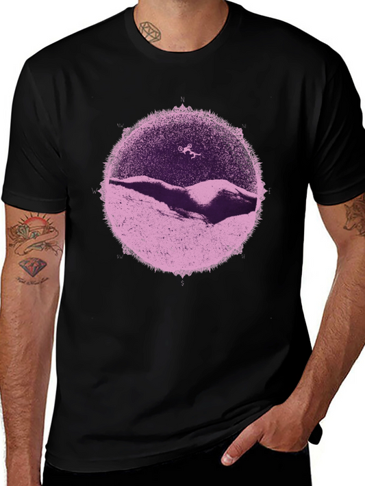 Abstract Mountain Bike T-Shirt - Black Cotton Graphic Tee