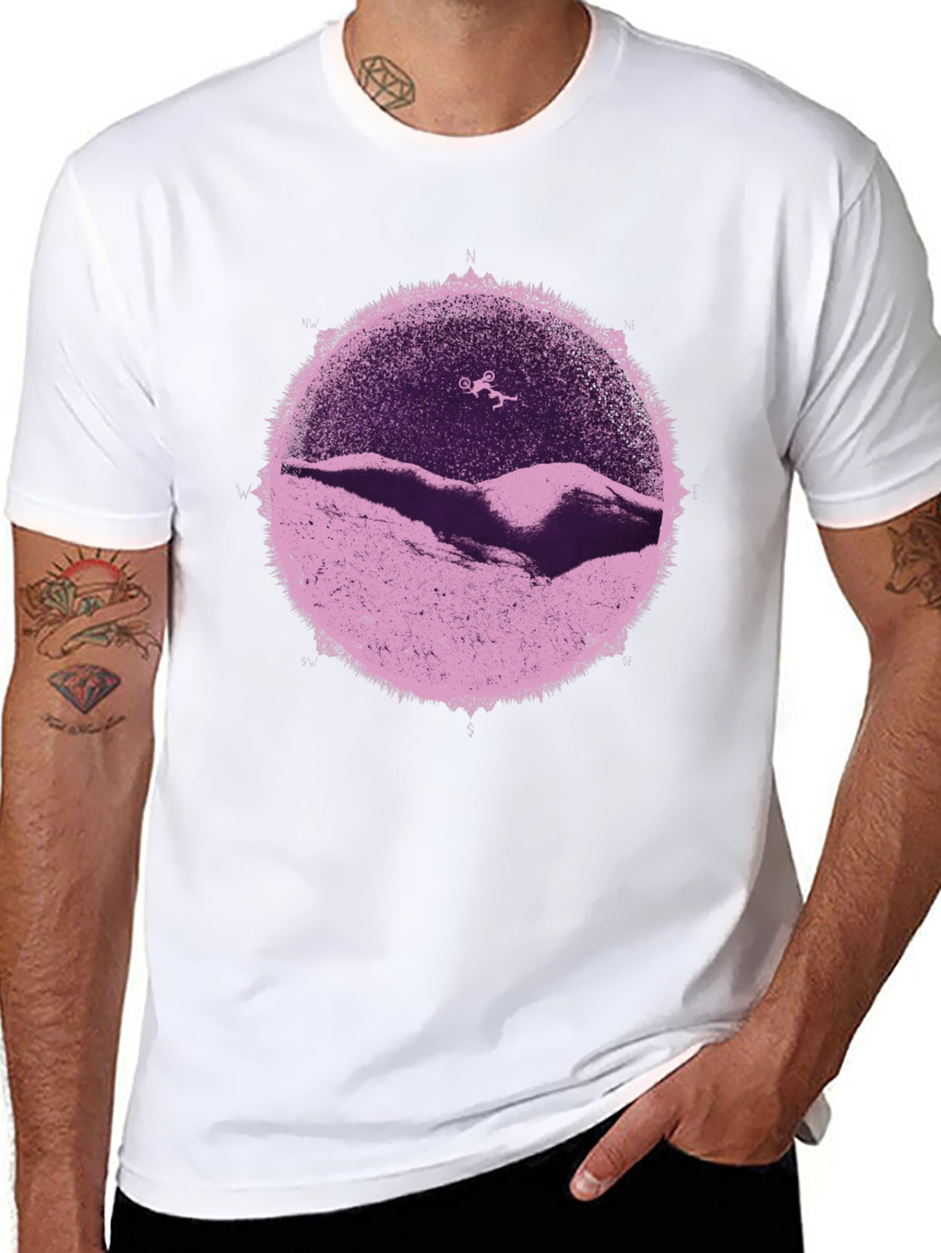 Abstract Mountain Bike T-Shirt - Black Cotton Graphic Tee