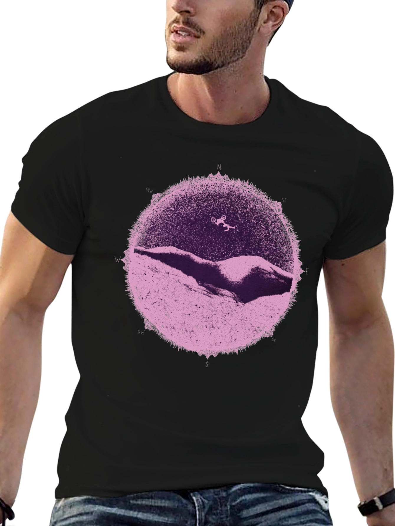 Abstract Mountain Bike T-Shirt - Black Cotton Graphic Tee