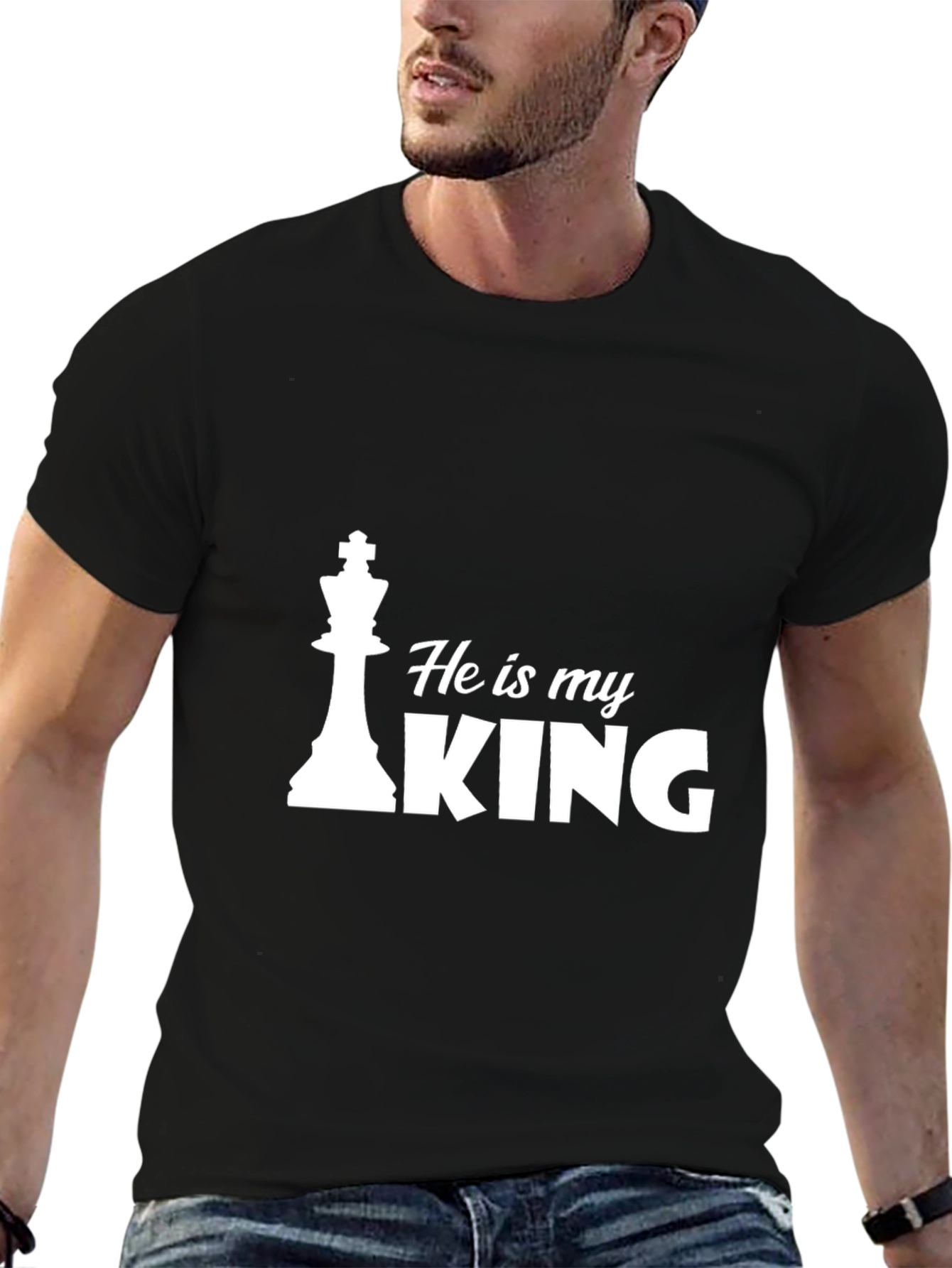 He is My King Chess Piece Black T-Shirt