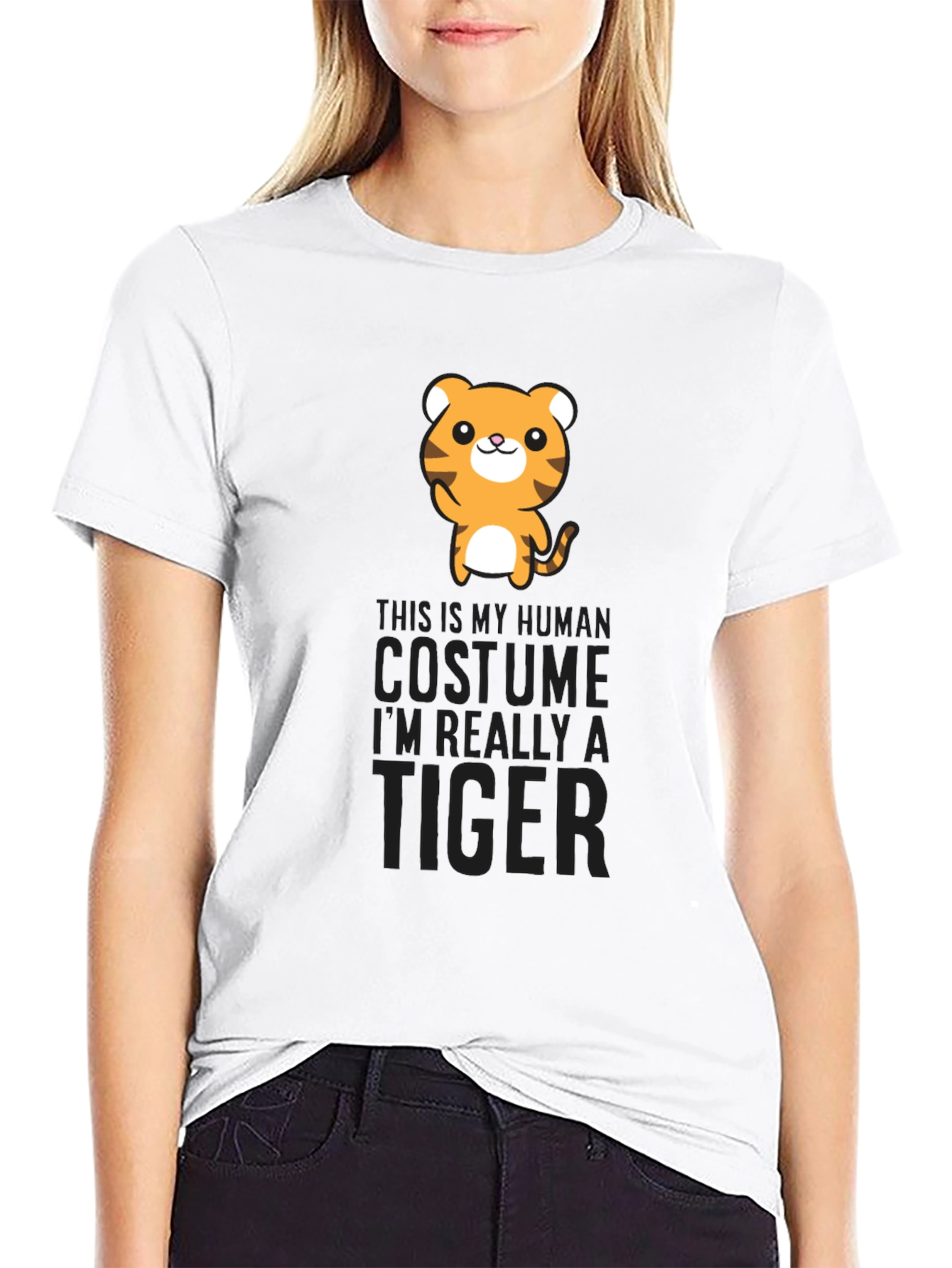 Human Costume Tiger Graphic Tee Shirt