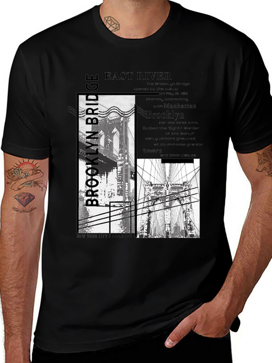 Brooklyn Bridge Graphic Print Black T-Shirt