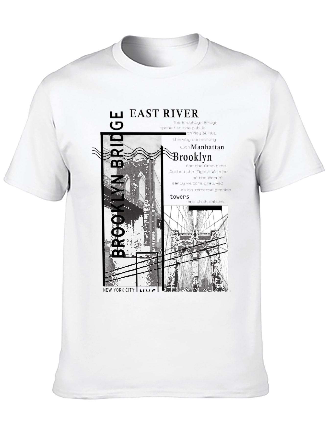 Brooklyn Bridge Graphic Print Black T-Shirt