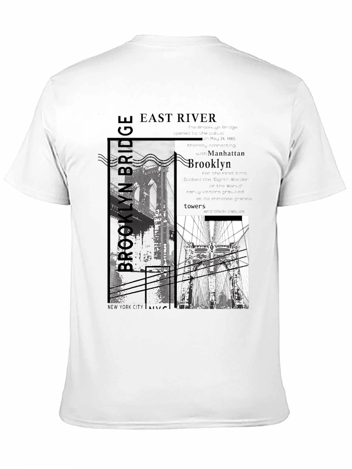 Brooklyn Bridge Graphic Print Black T-Shirt