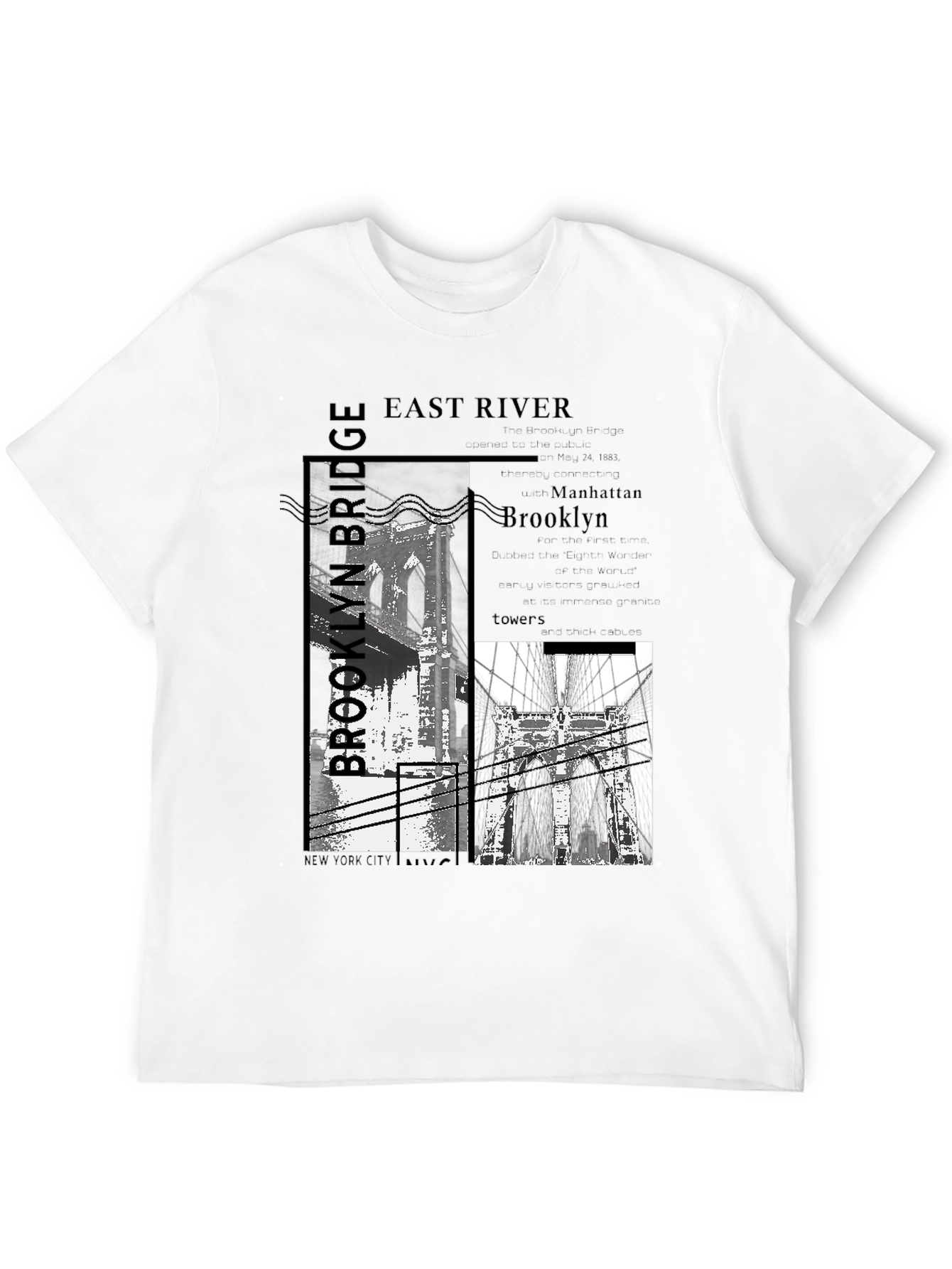 Brooklyn Bridge Graphic Print Black T-Shirt