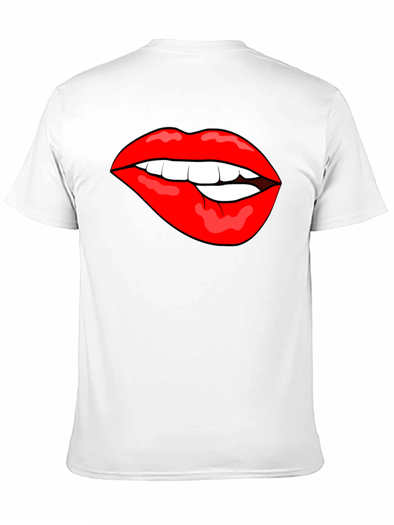 Biting Lips Graphic T-Shirt - Bold Black Cotton Tee